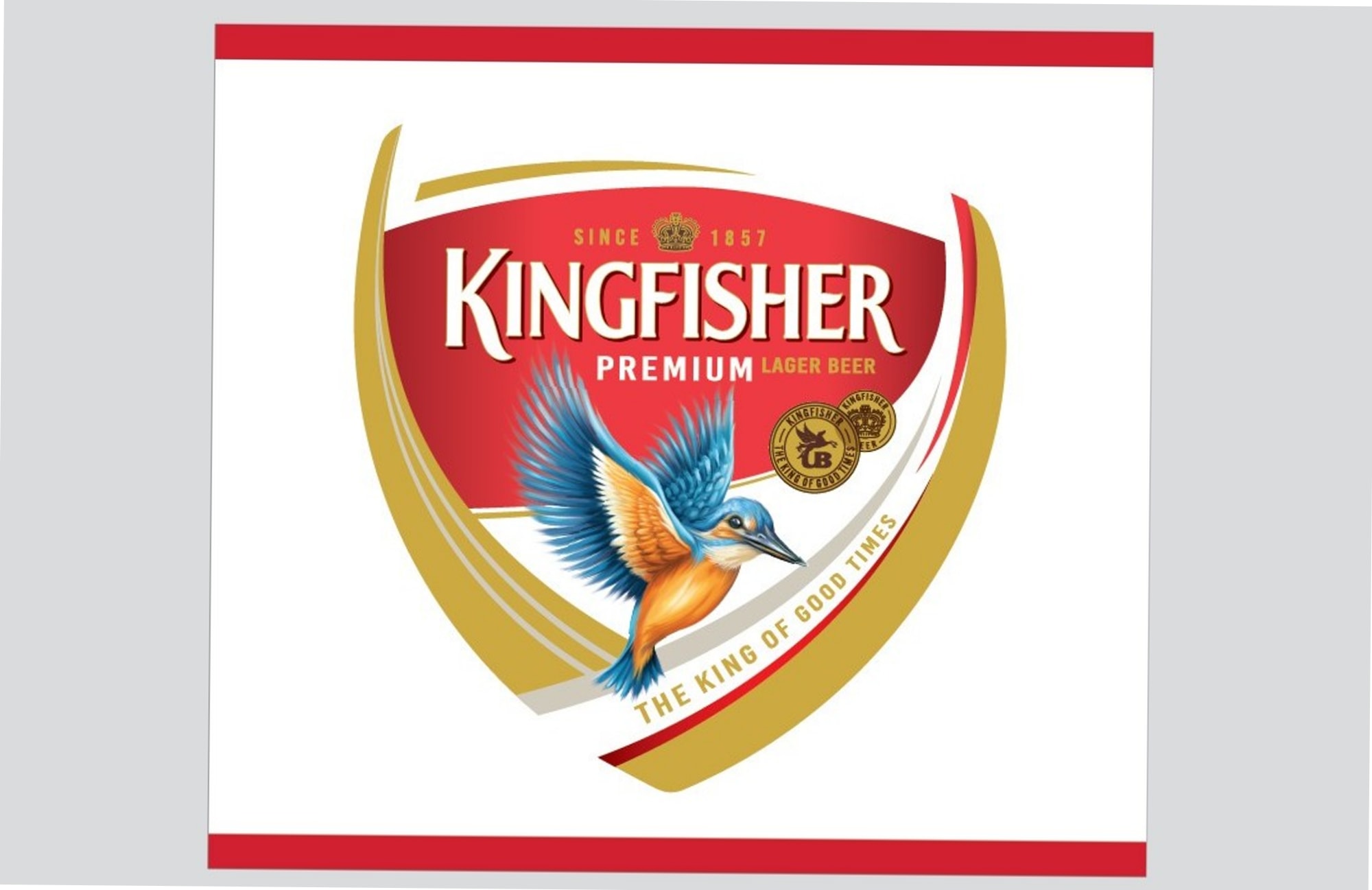 Kingfisher Premium Lager Beer by United Breweries Limited - beer label