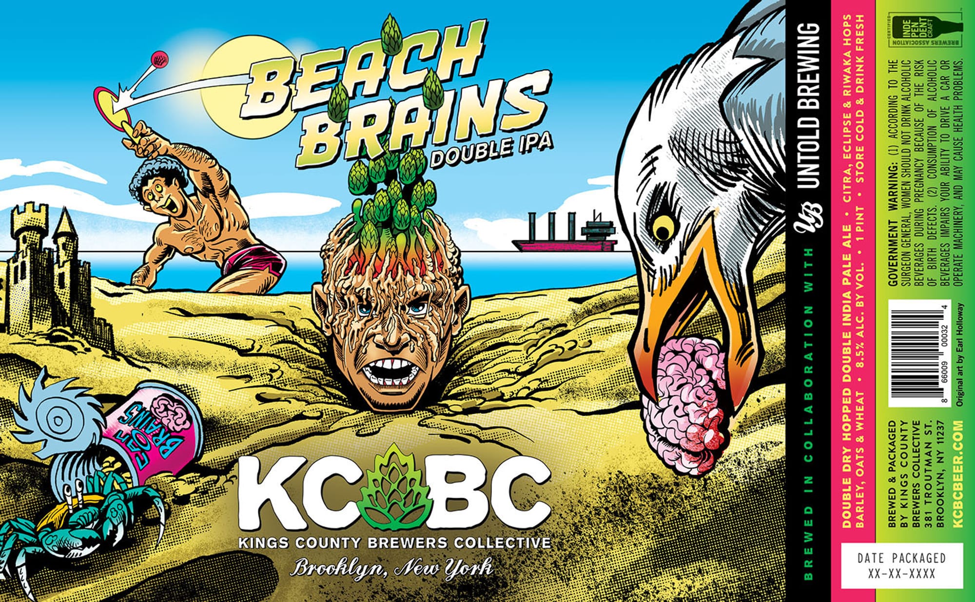 Beach Brains Double IPA by Kings County Brewers Collective - beer label