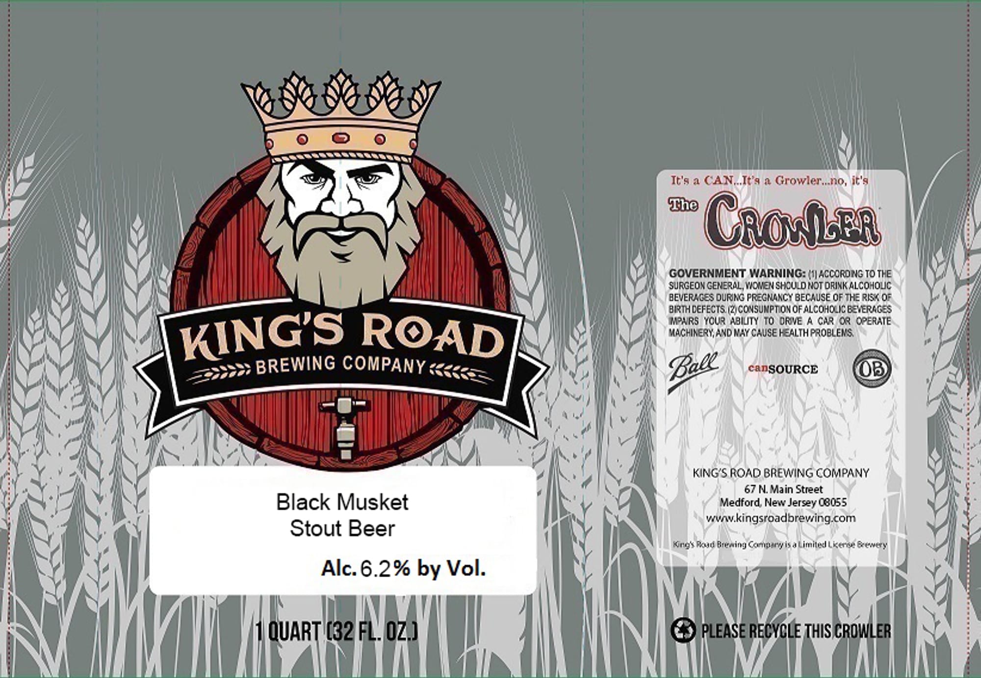 Black Musket Stout Beer by King’s Road Brewing Company - beer label