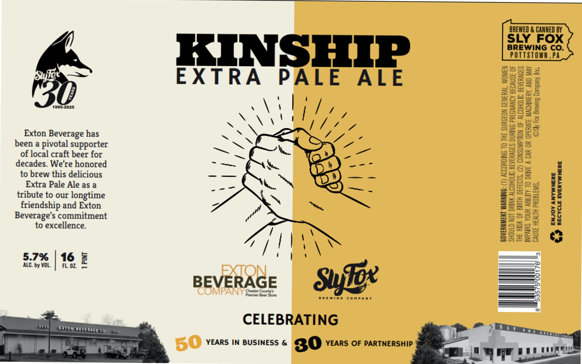 Kinship Extra Pale Ale by Sly Fox Brewing Company - beer label