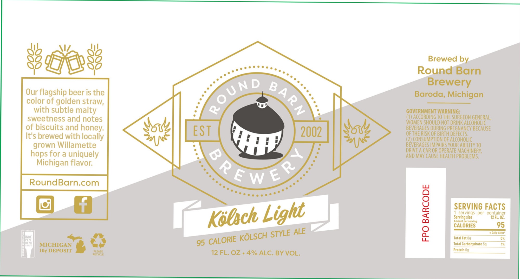 Kölsch Light by Round Barn Brewery - beer label