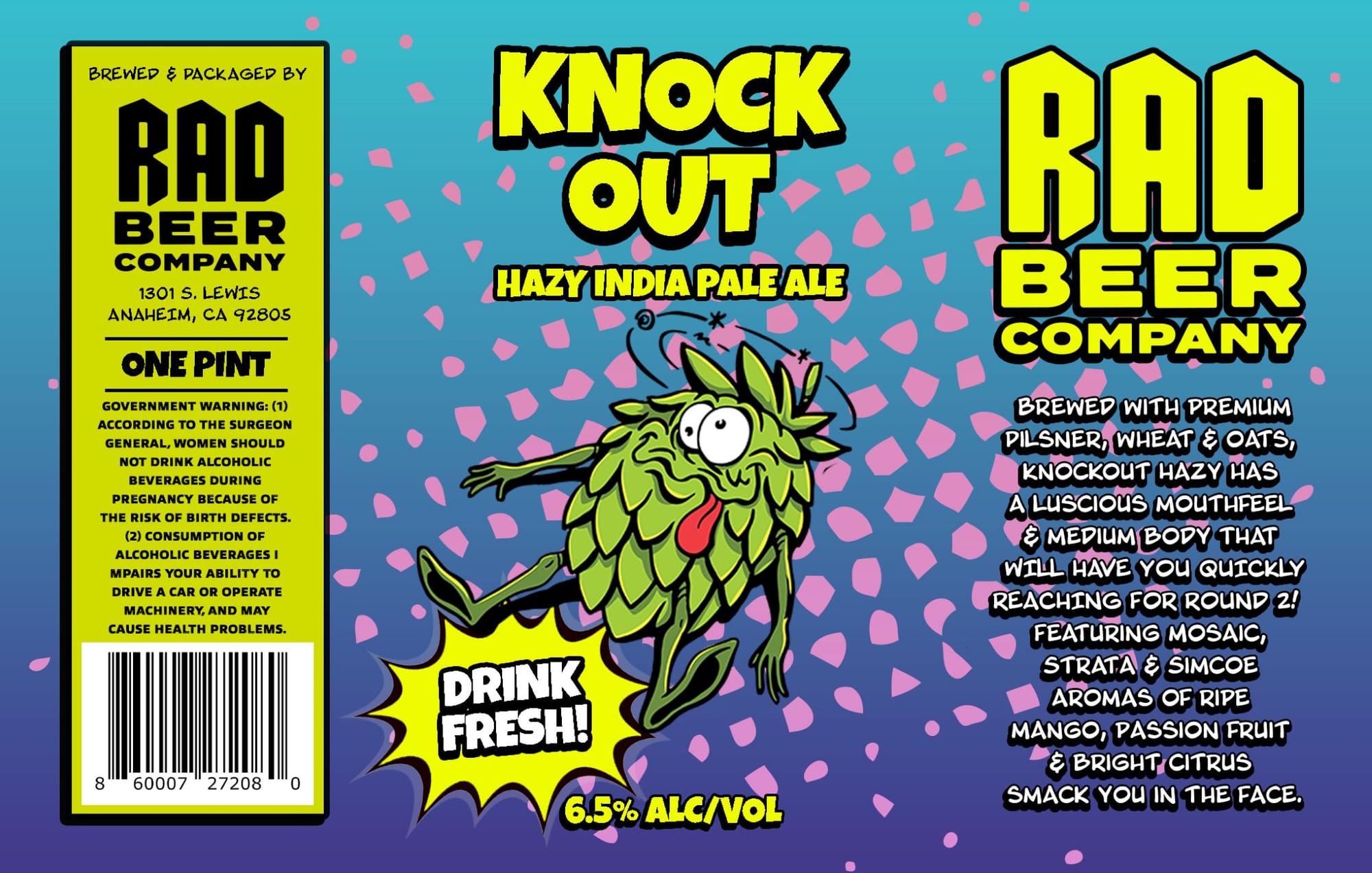 Knockout Hazy IPA by Rad Beer Company - beer label