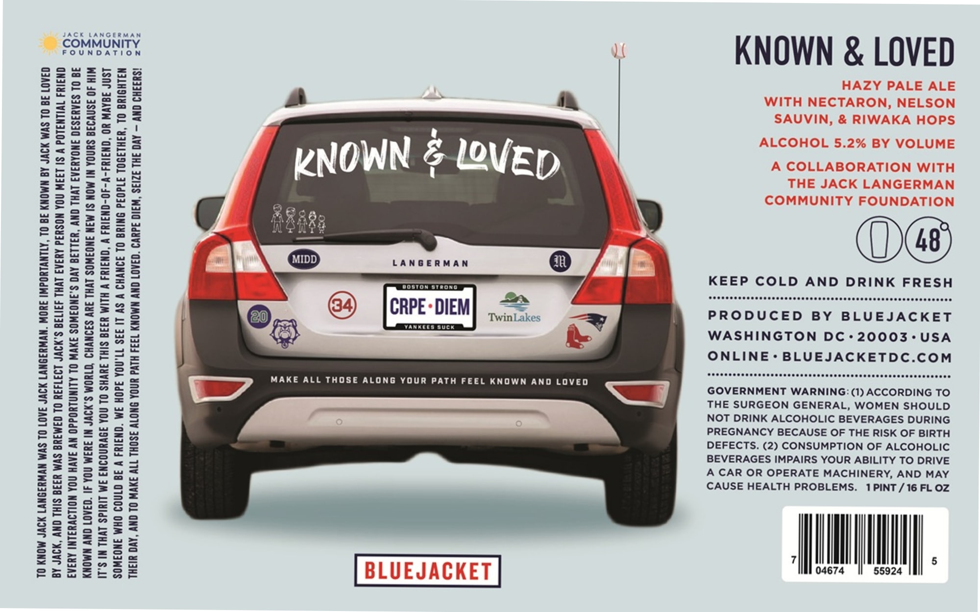 Known & Loved by Bluejacket - beer label