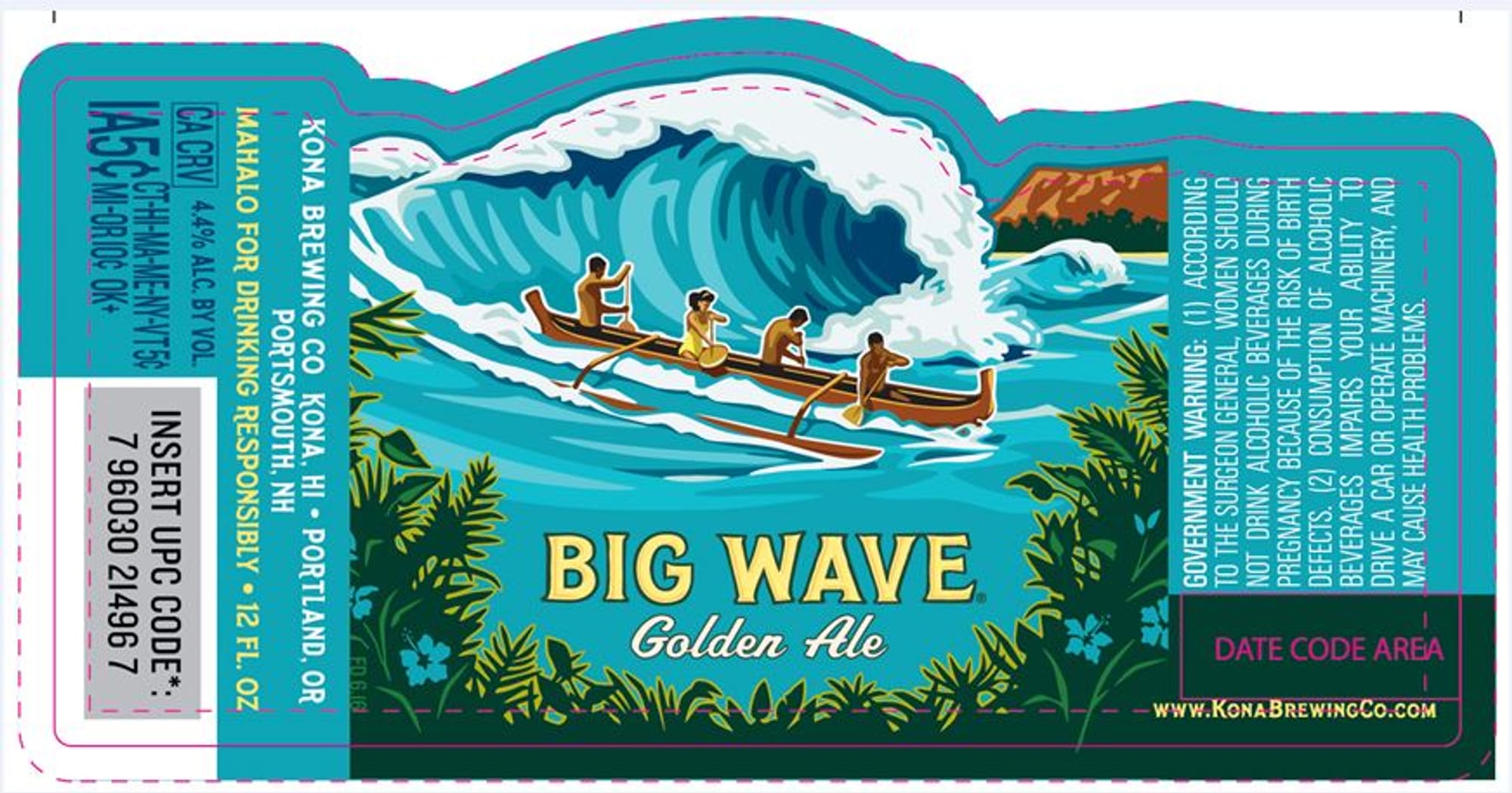 Big Wave Golden Ale by Kona Brewing Co. - beer label
