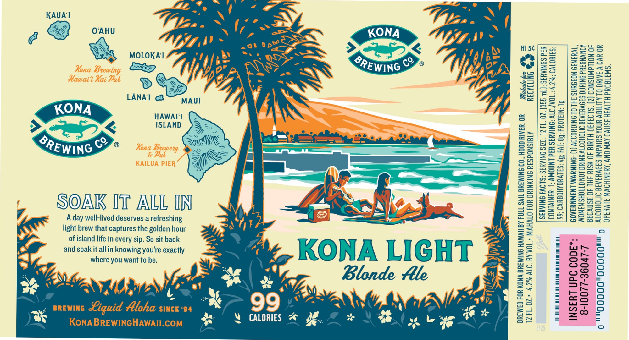 Kona Light by Kona Brewing Co. - beer label