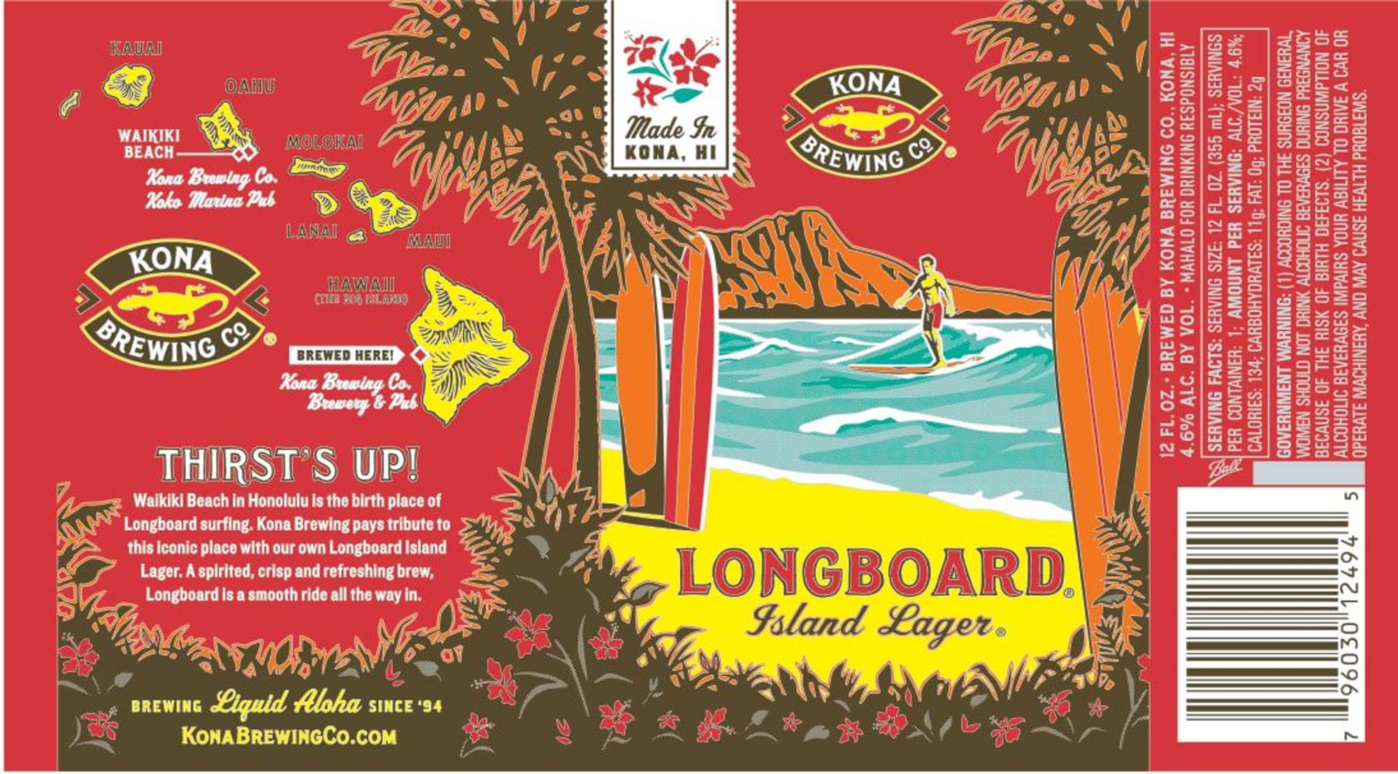 Longboard Island Lager by Kona Brewing Co. - beer label