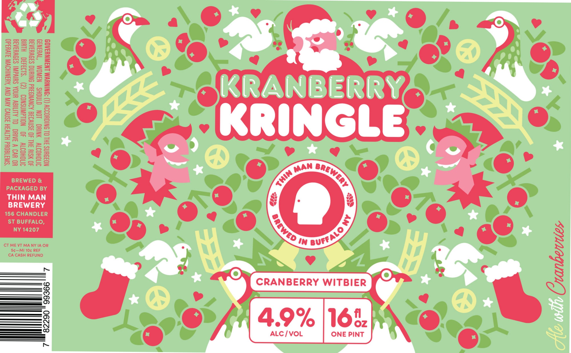 Kranberry Kringle by Thin Man Brewery - beer label
