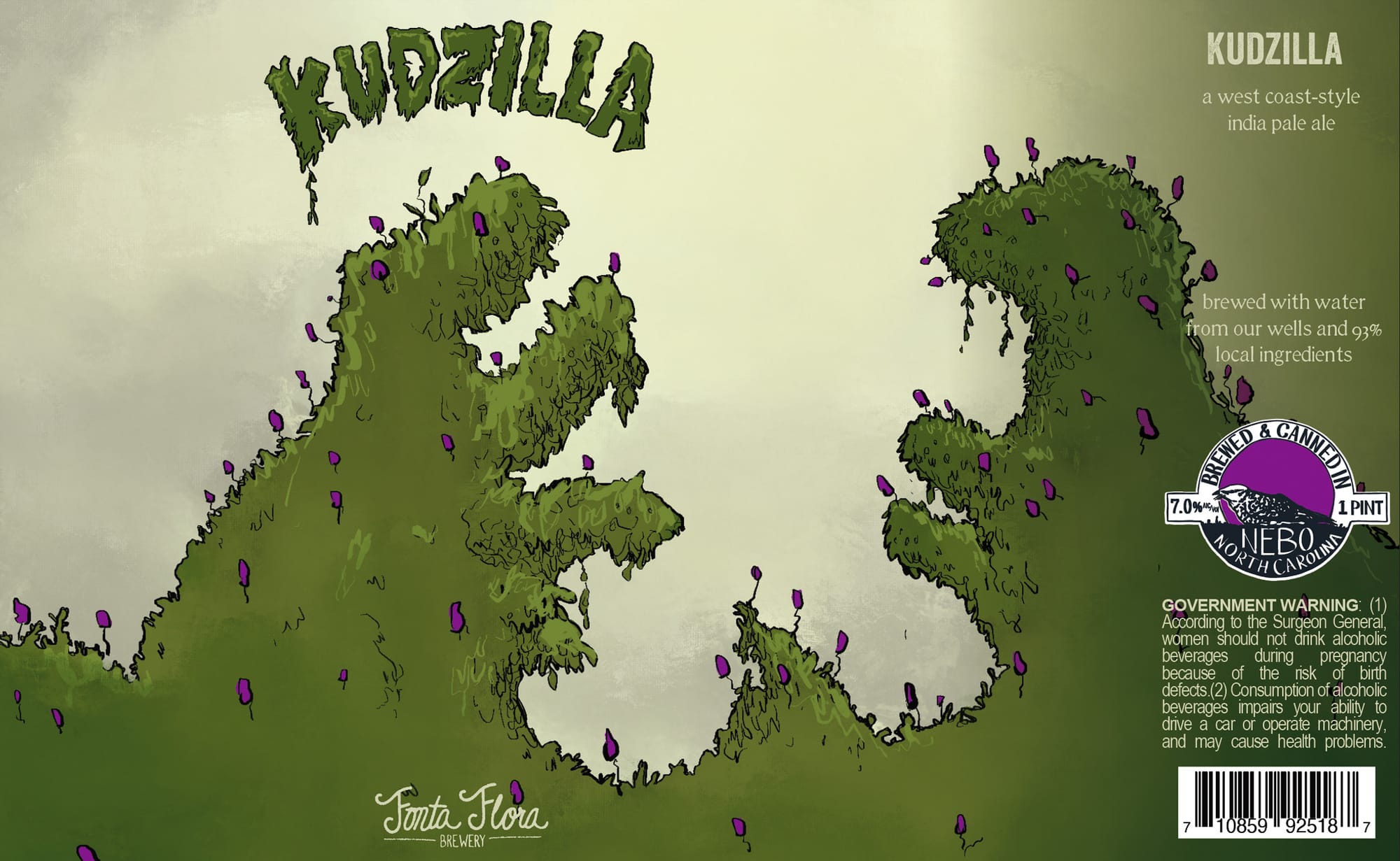Kudzilla by Foothills Brewing - beer label