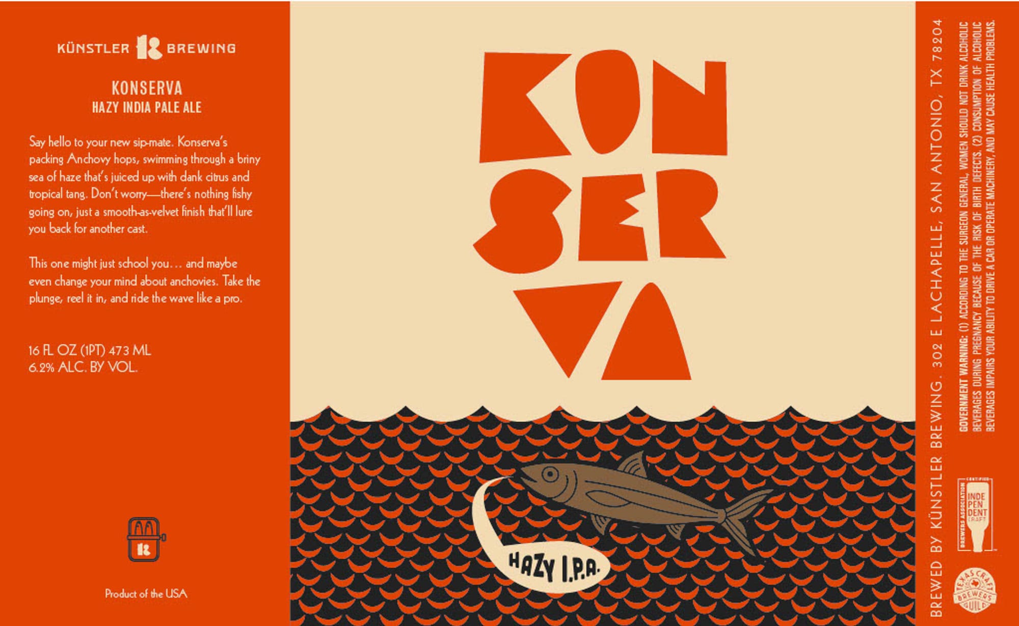 Konserva Hazy IPA by Künstler Brewing - beer label