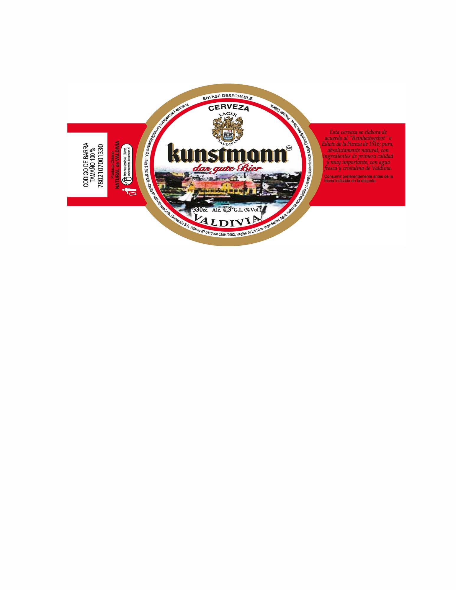 Valdivia Lager by Kunstmann - beer label
