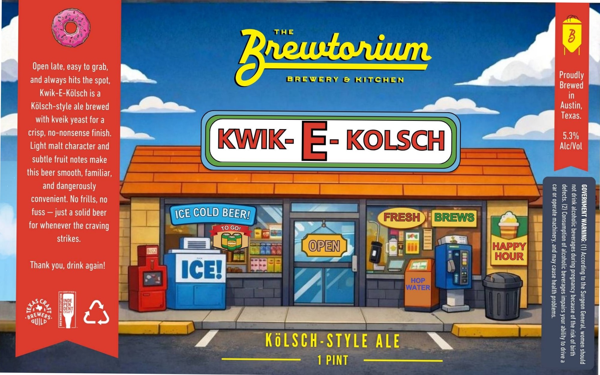 Kwik-E-Kölsch by The Brewtorium Brewery & Kitchen - beer label
