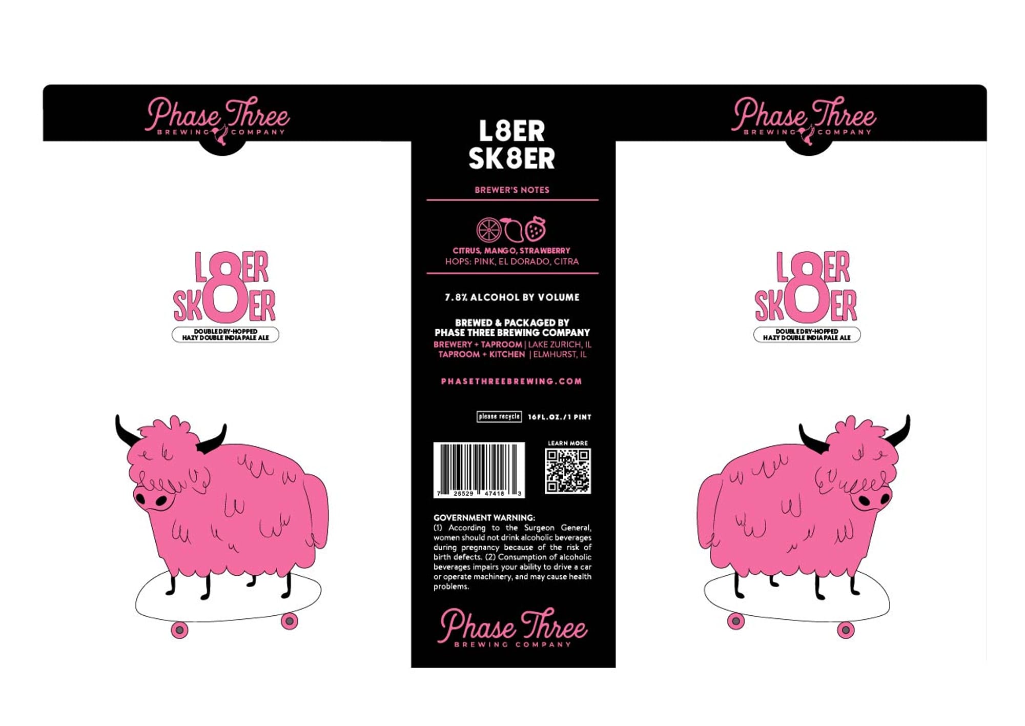 L8ER Sk8ER by Phase Three Brewing Company - beer label