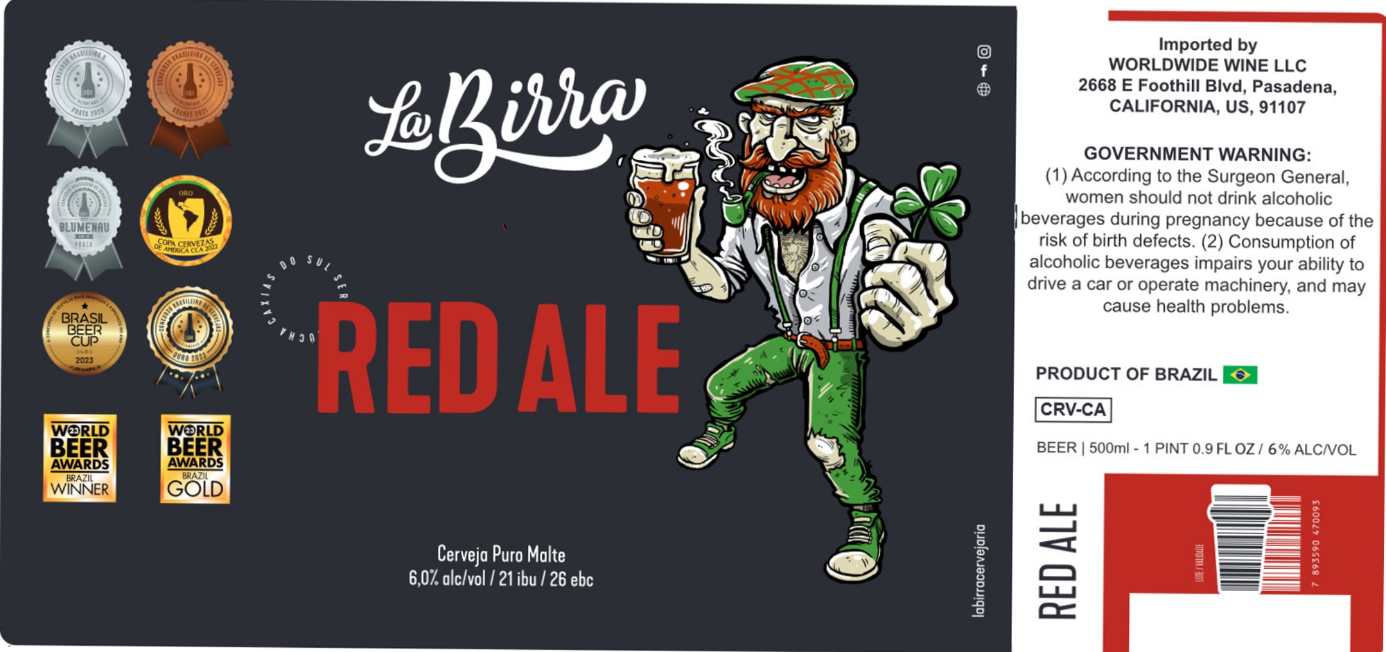 La Birra Red Ale by Cervejaria Lobraverjaria - beer label