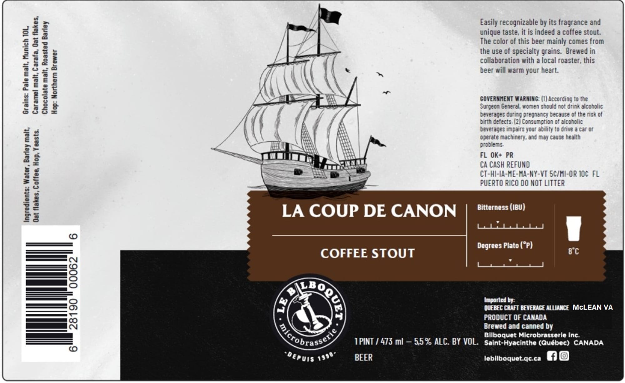 La Coup de Canon by Le Bilboquet Microbrasserie - beer label