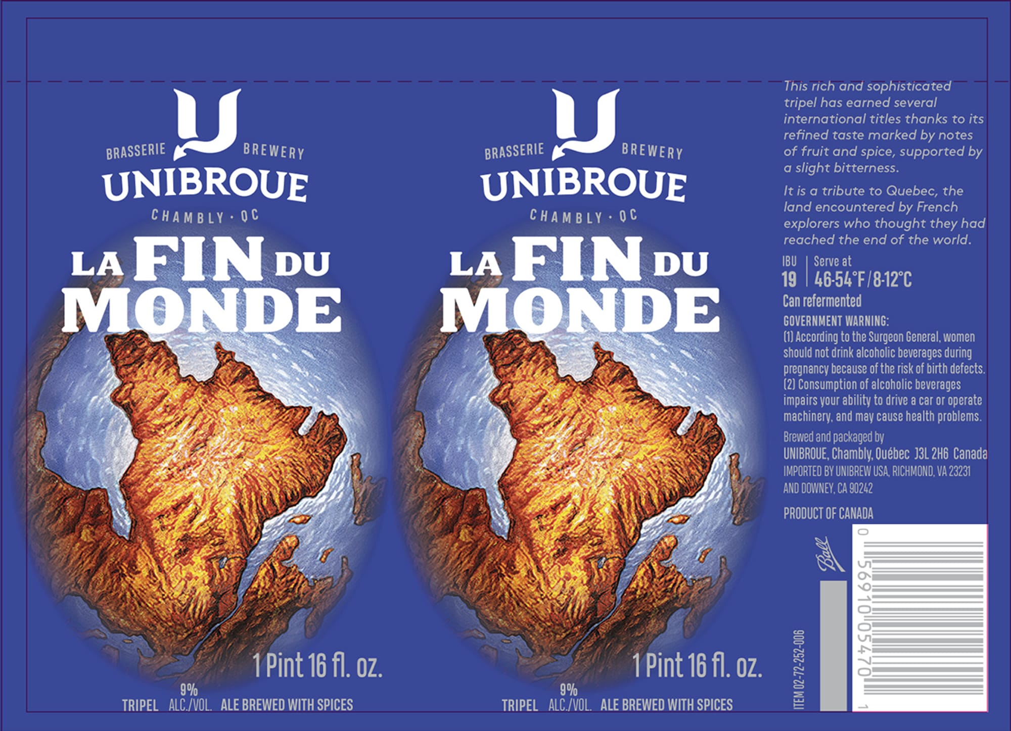 La Fin du Monde by Unibroue - beer label