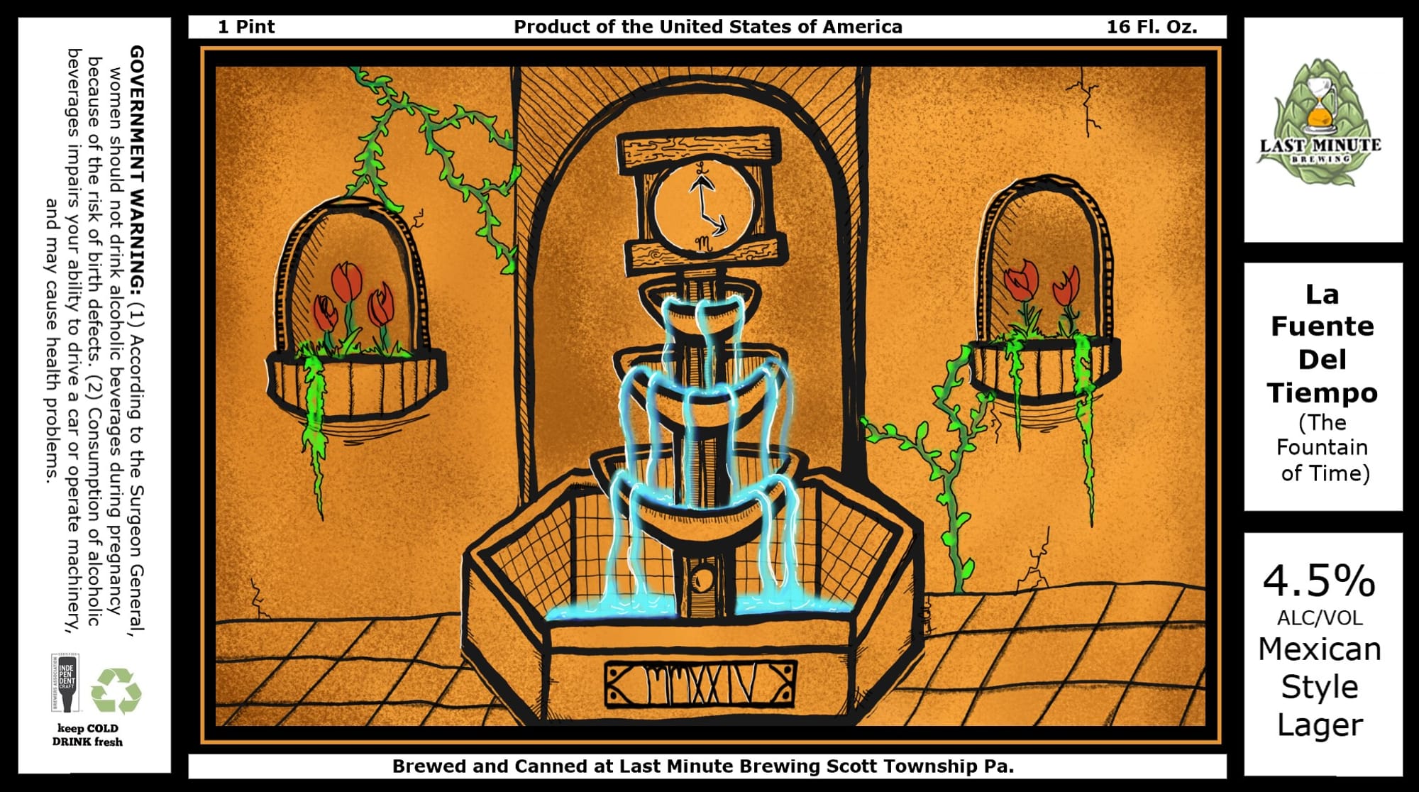 La Fuente Del Tiempo by Last Minute Brewing - beer label