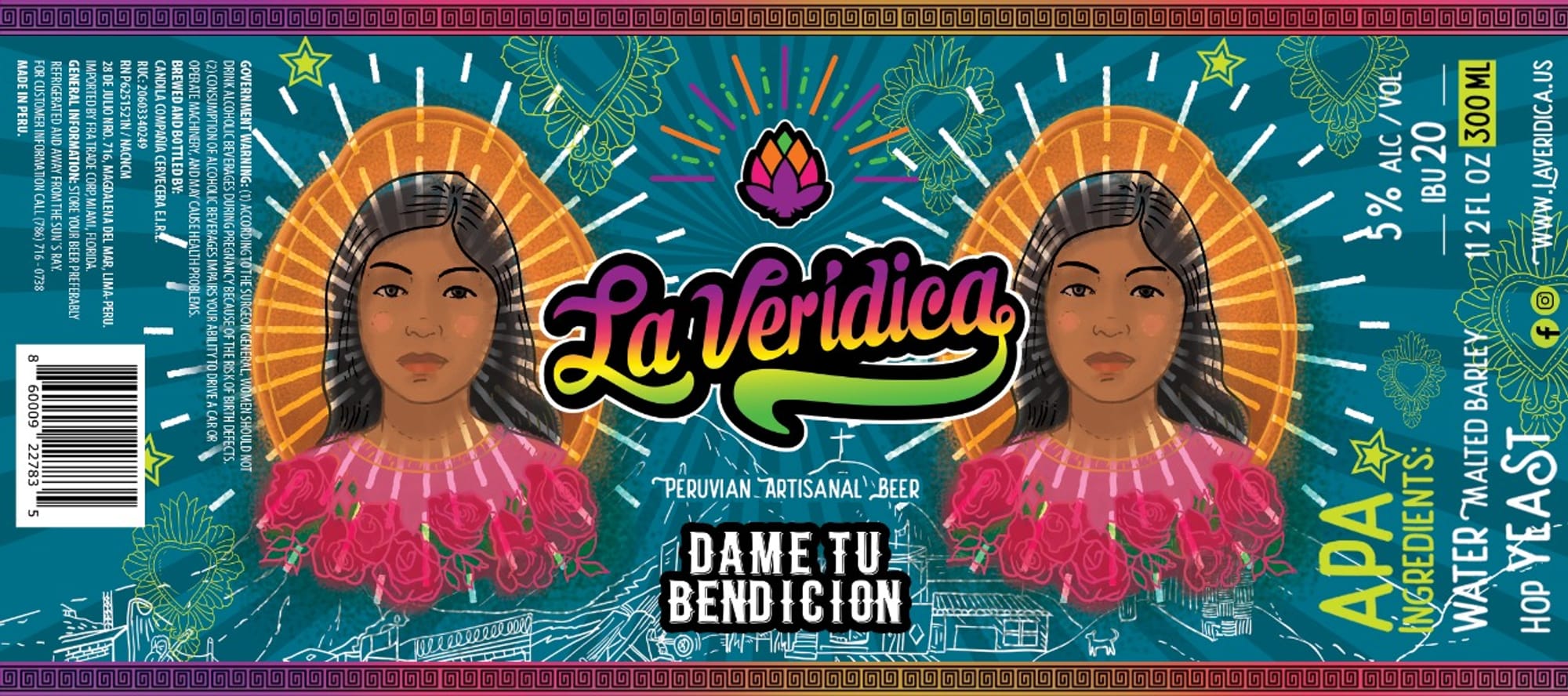 La Veridica by Dame Tu Bendición - beer label