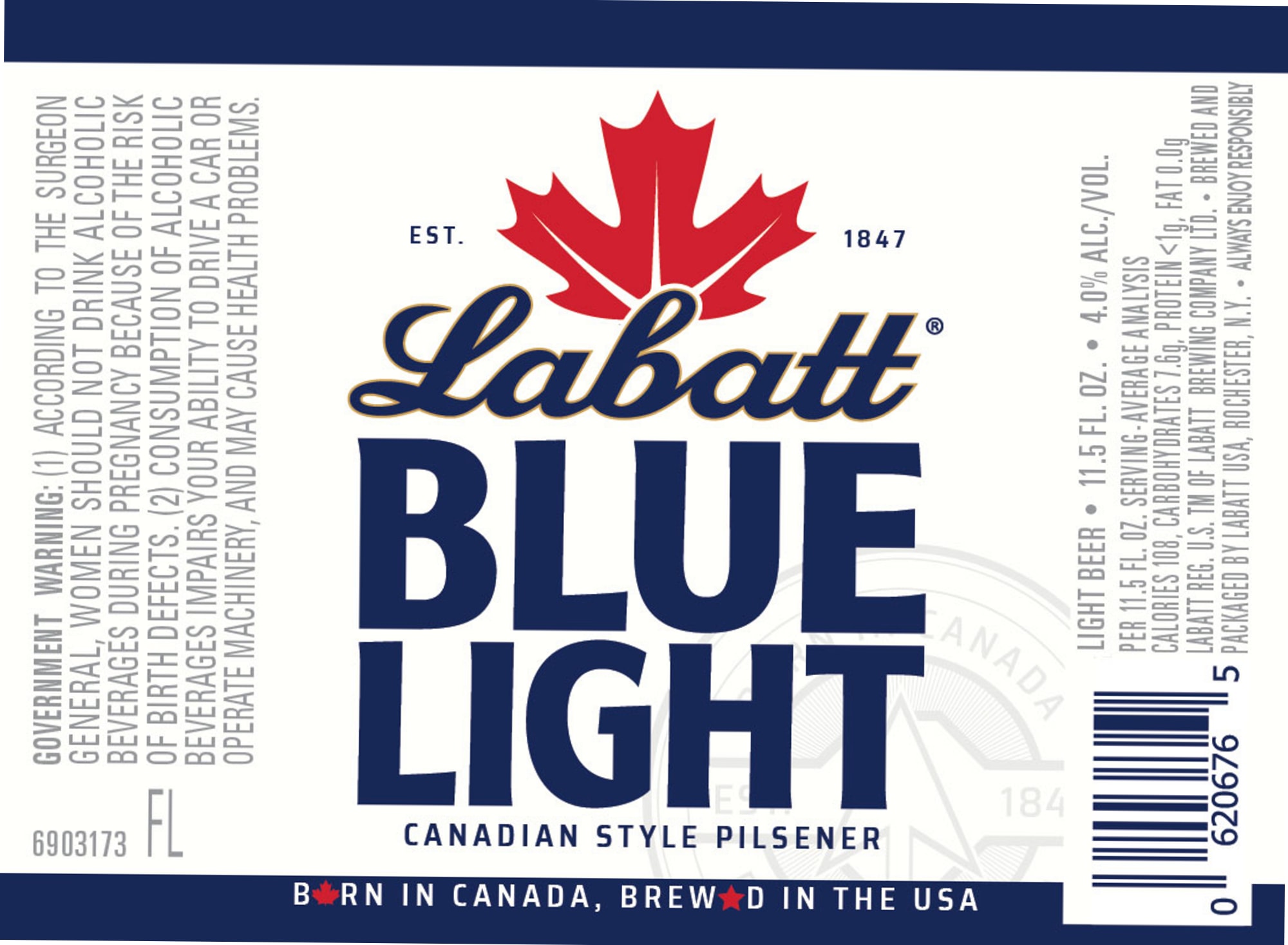 Labatt Blue Light by Labatt USA - beer label