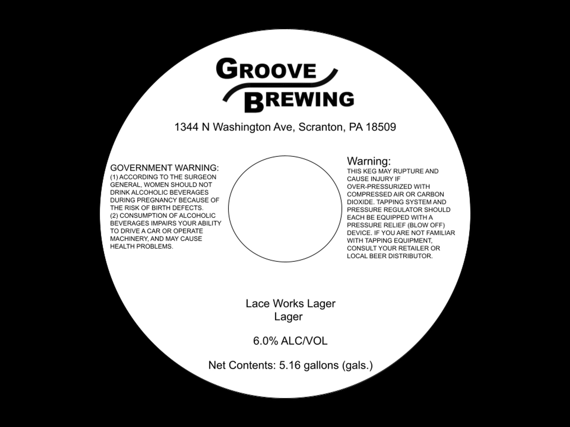 Lace Works Lager by Groove Brewing - beer label