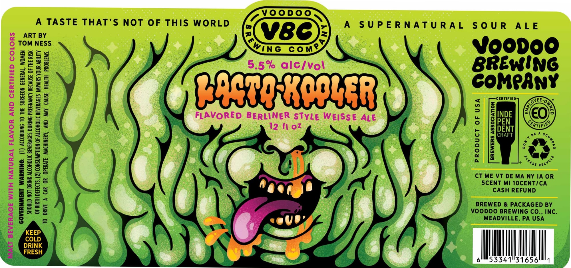 Lacto-Kraoler by Voodoo Brewing Co. - beer label
