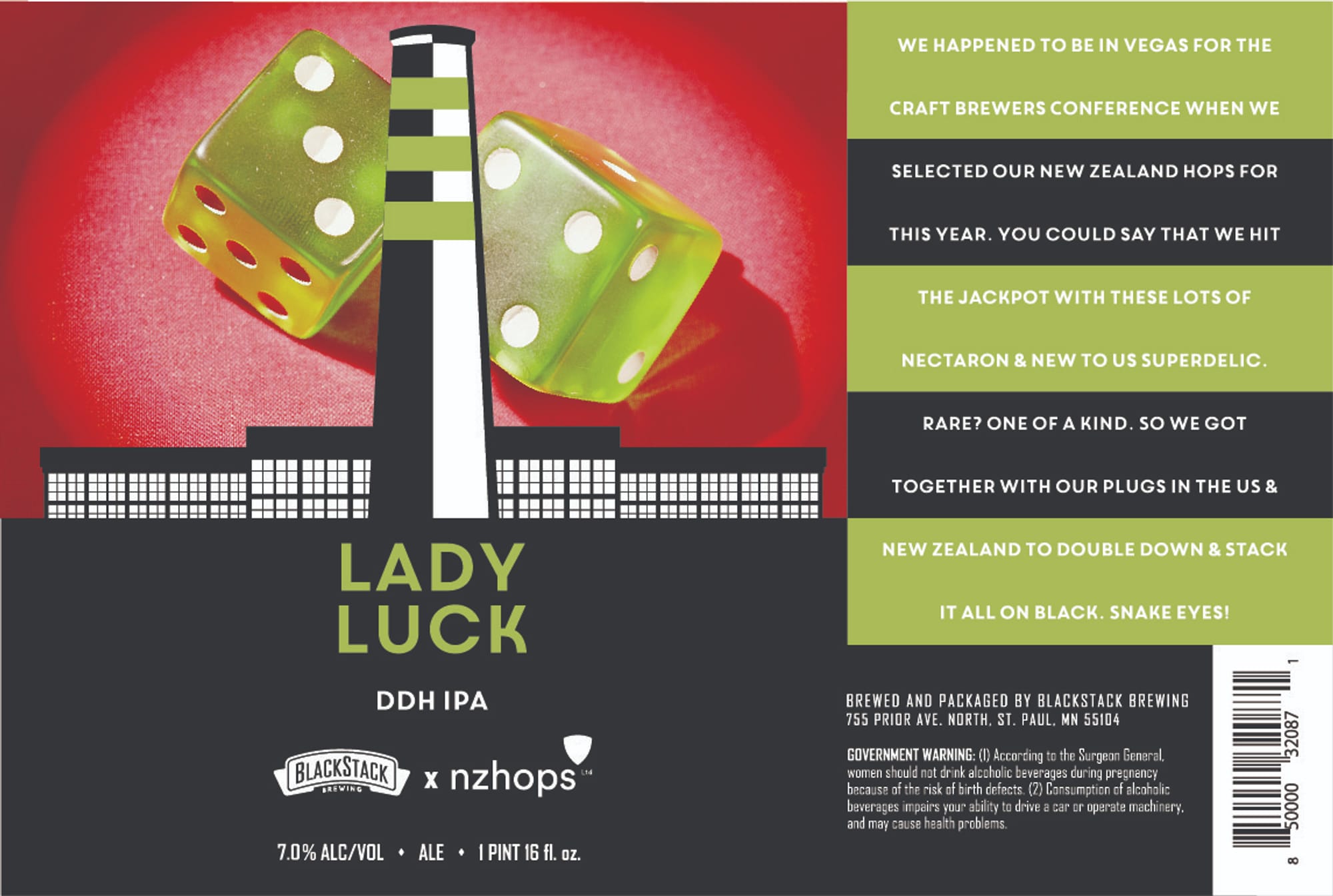 Lady Luck DDH IPA by Blackstack Brewing - beer label