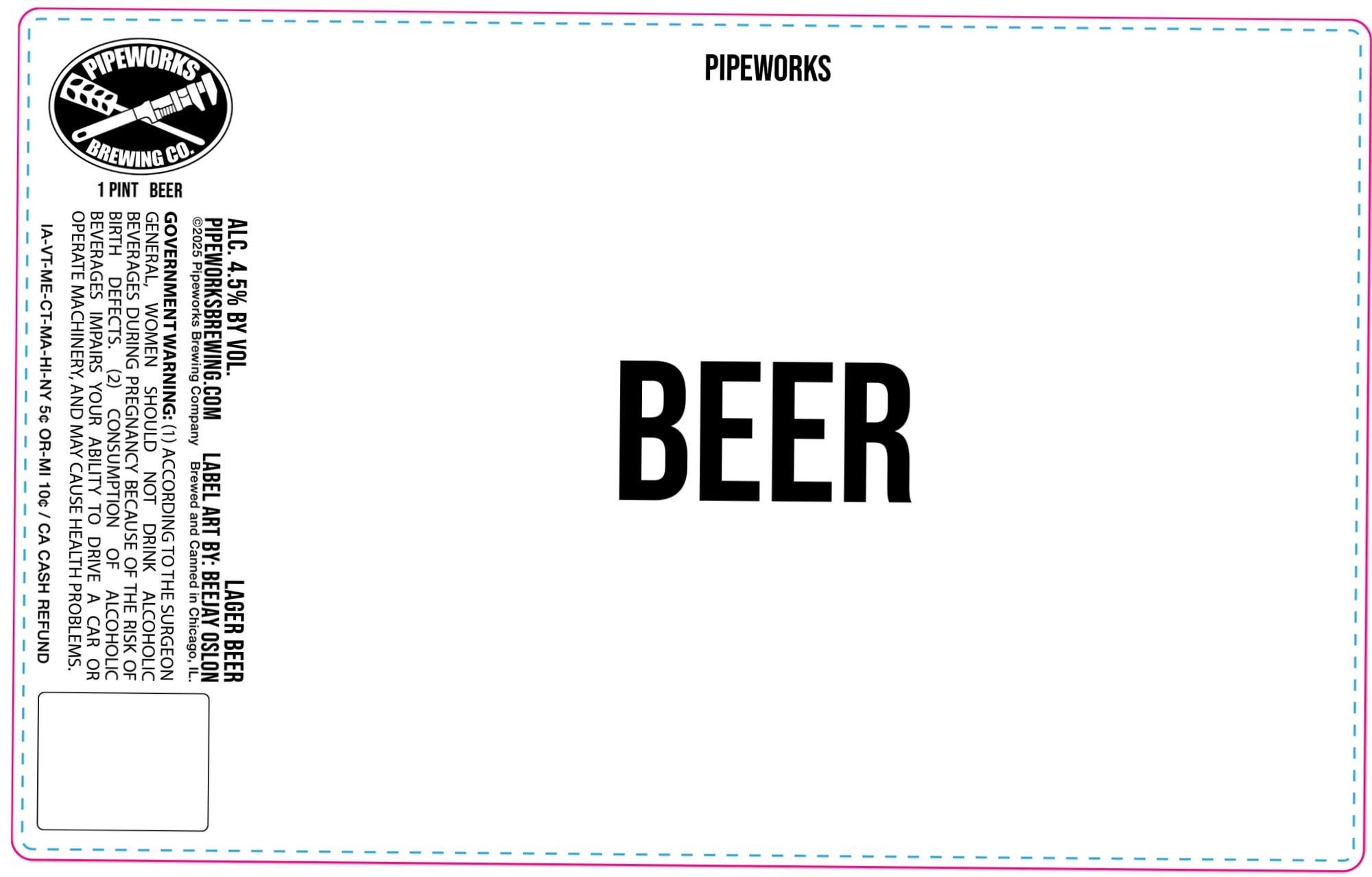 Lager Beer by Pipeworks Brewing Co. - beer label