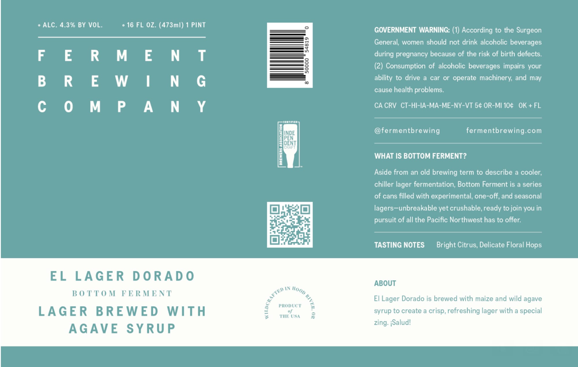 El Lager Dorado by Ferment Brewing Company - beer label
