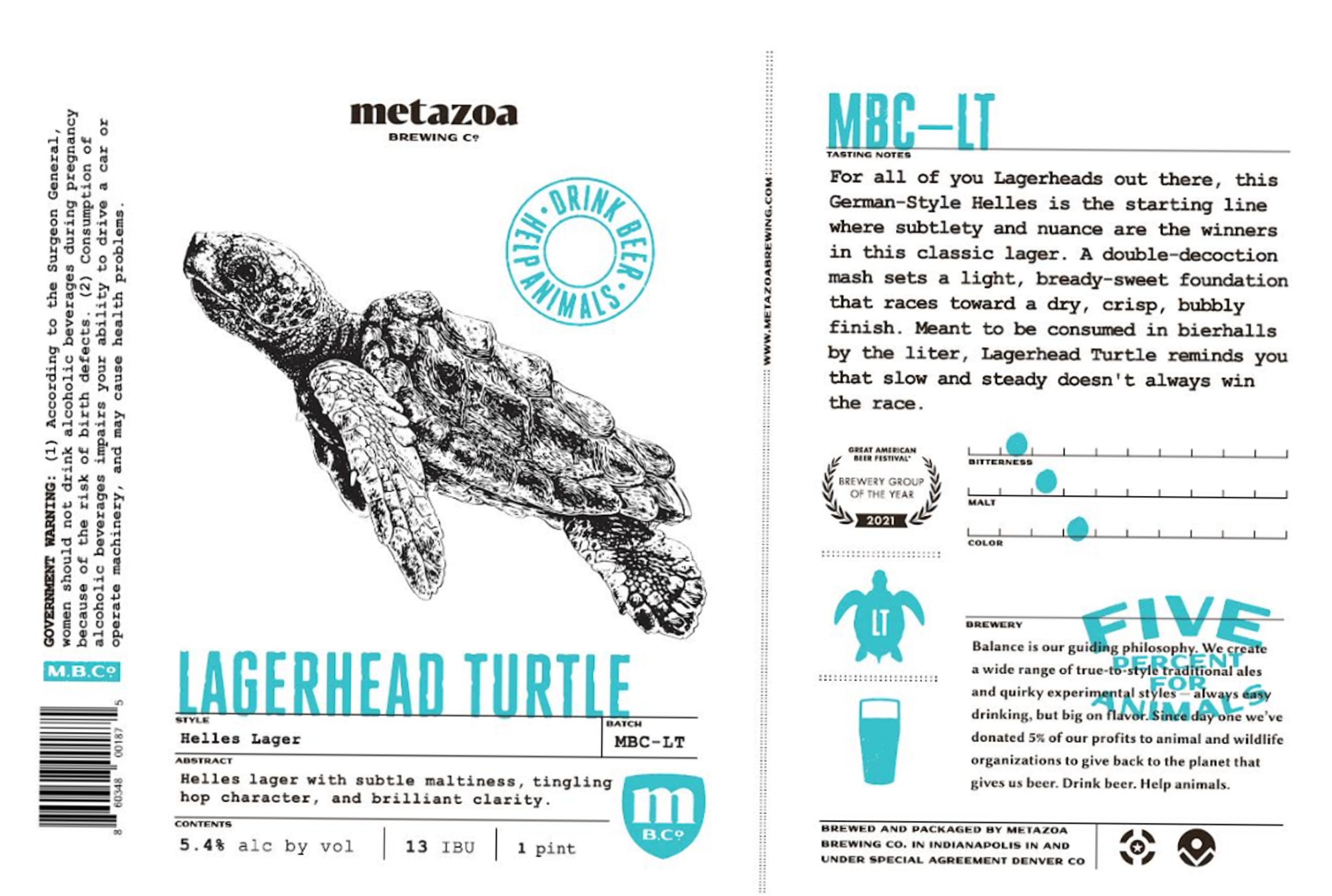 Lagerhead Turtle by Metazoa Brewing Co. - beer label