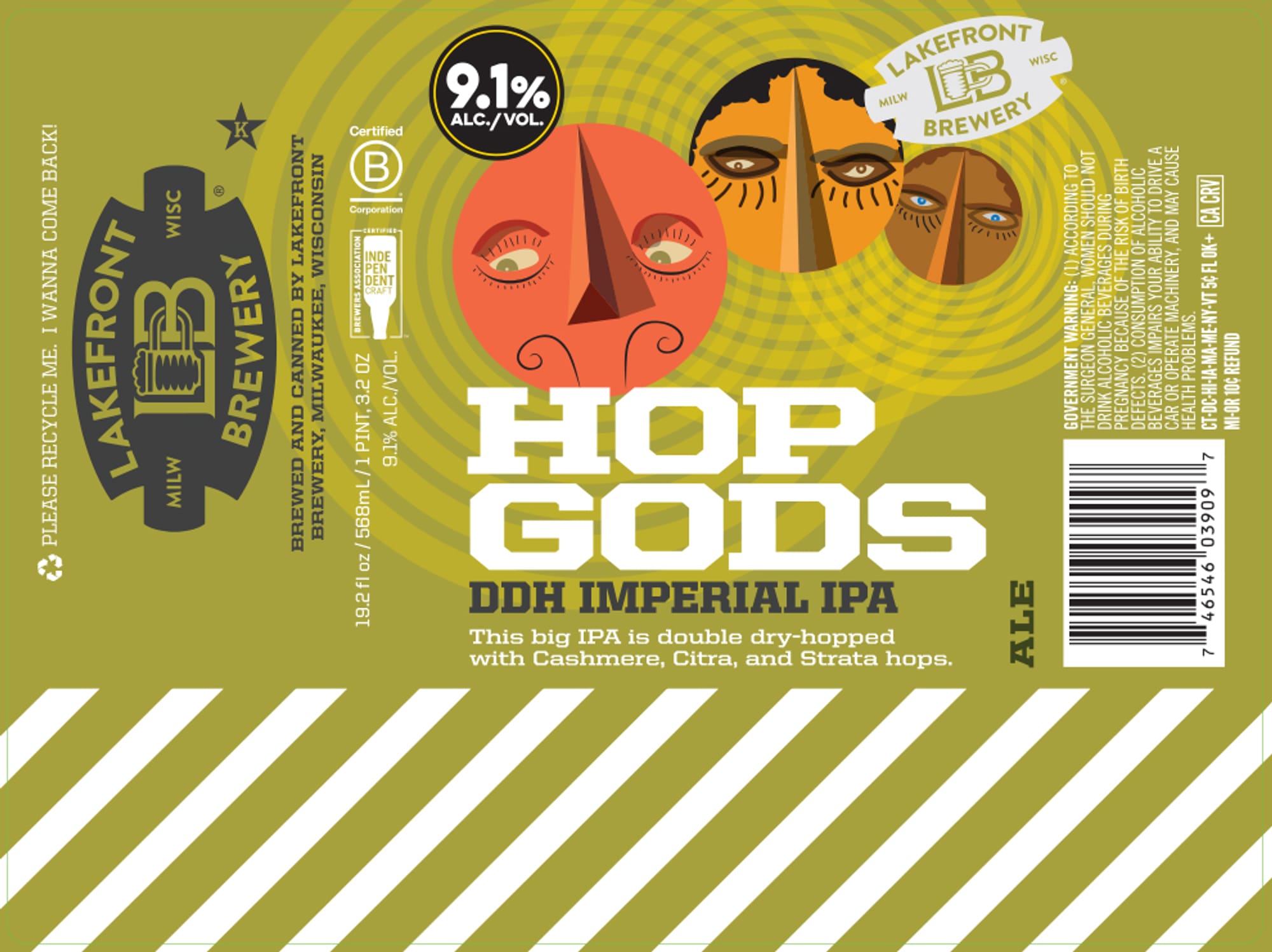 Hop Gods by Lakefront Brewery - beer label
