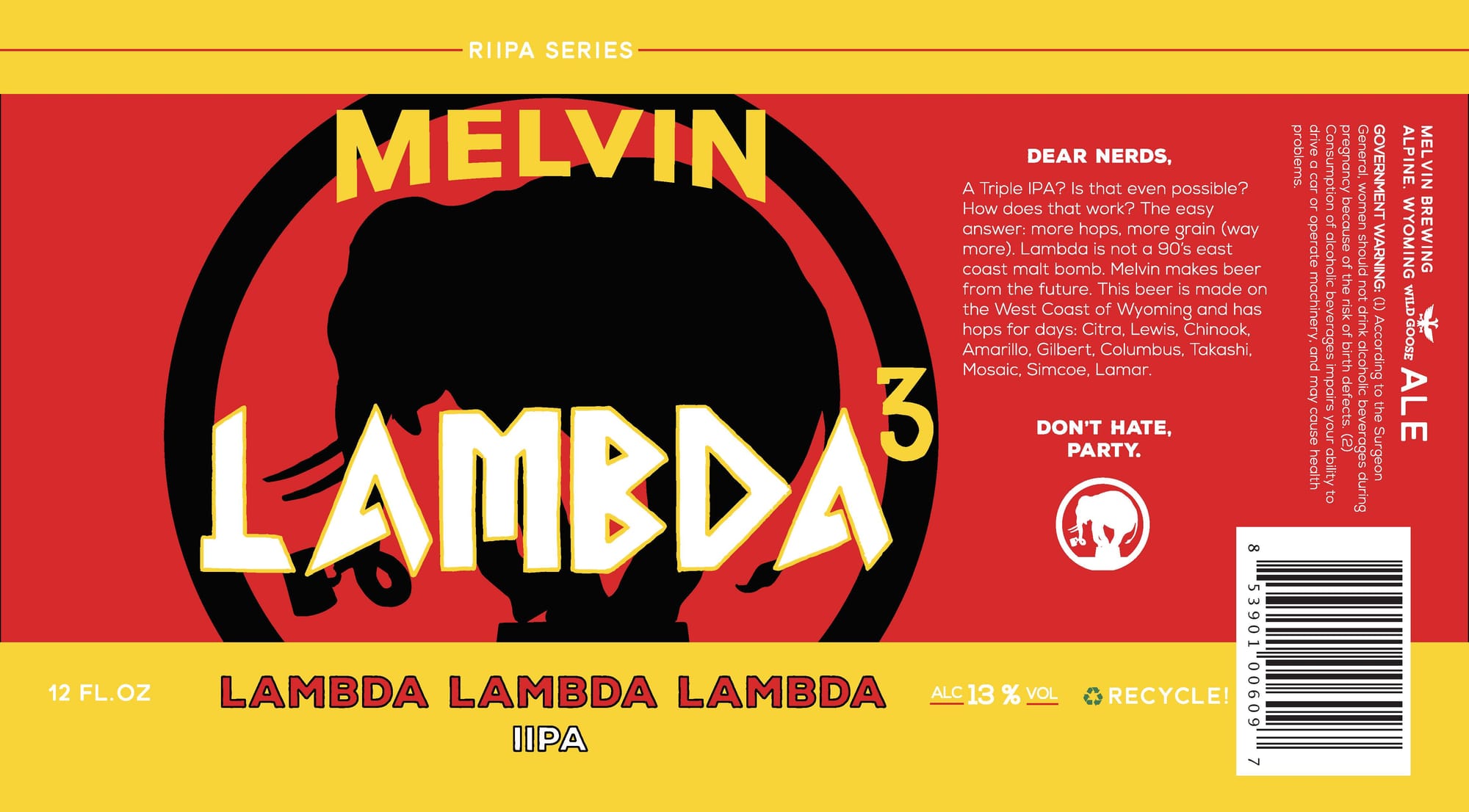 Lambda Lambda Lambda by Melvin Brewing - beer label