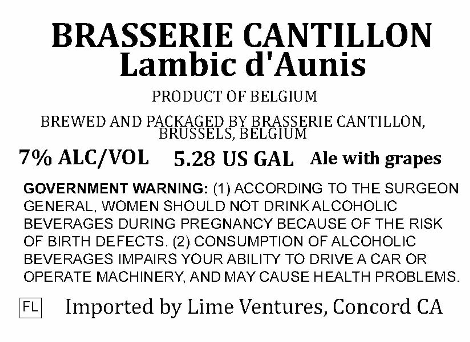 Lambic d’Aunis by Brasserie Cantillon - beer label