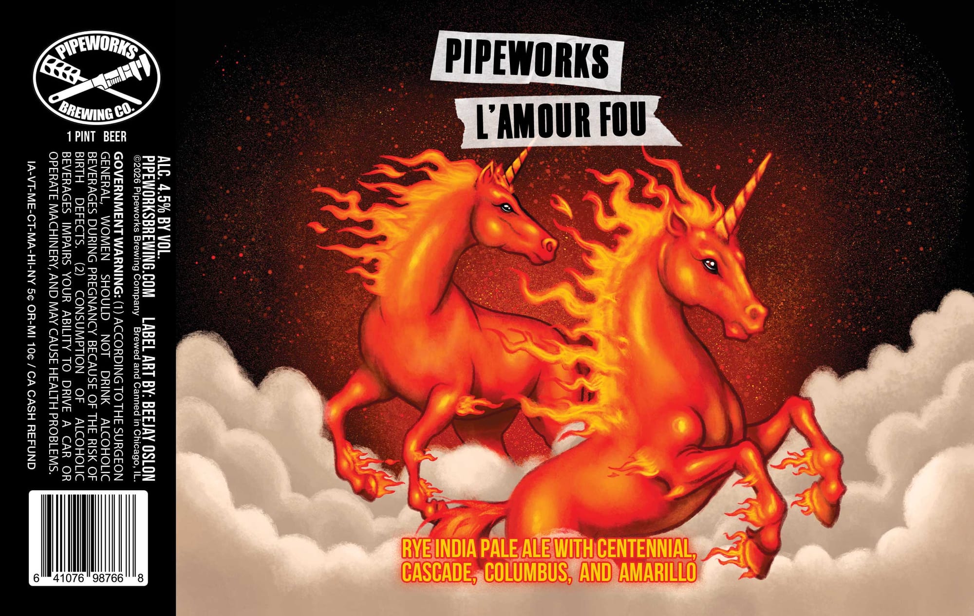L’Amour Fou by Pipeworks Brewing Co. - beer label