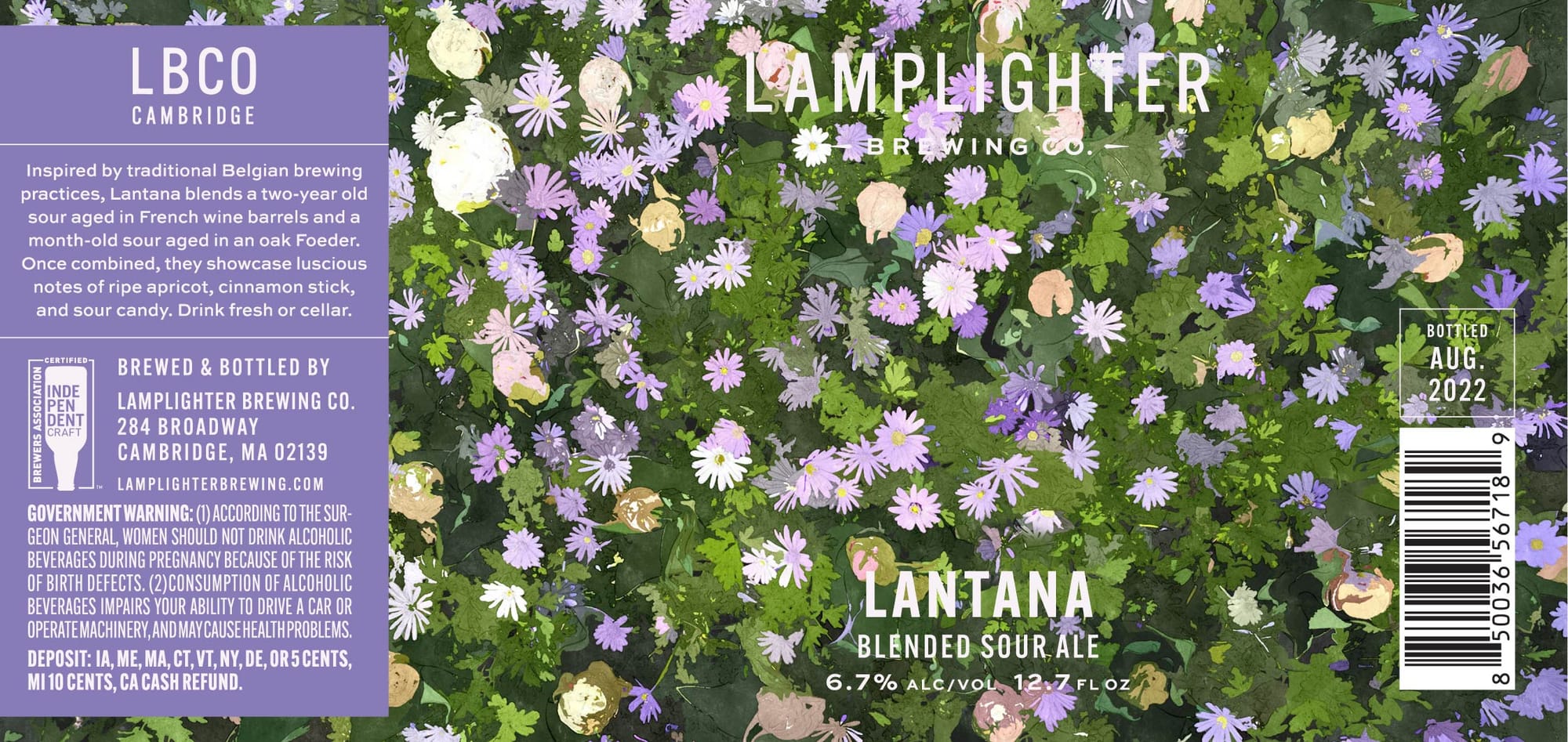 Lantana Blended Sour Ale by Lamplighter Brewing Co. - beer label