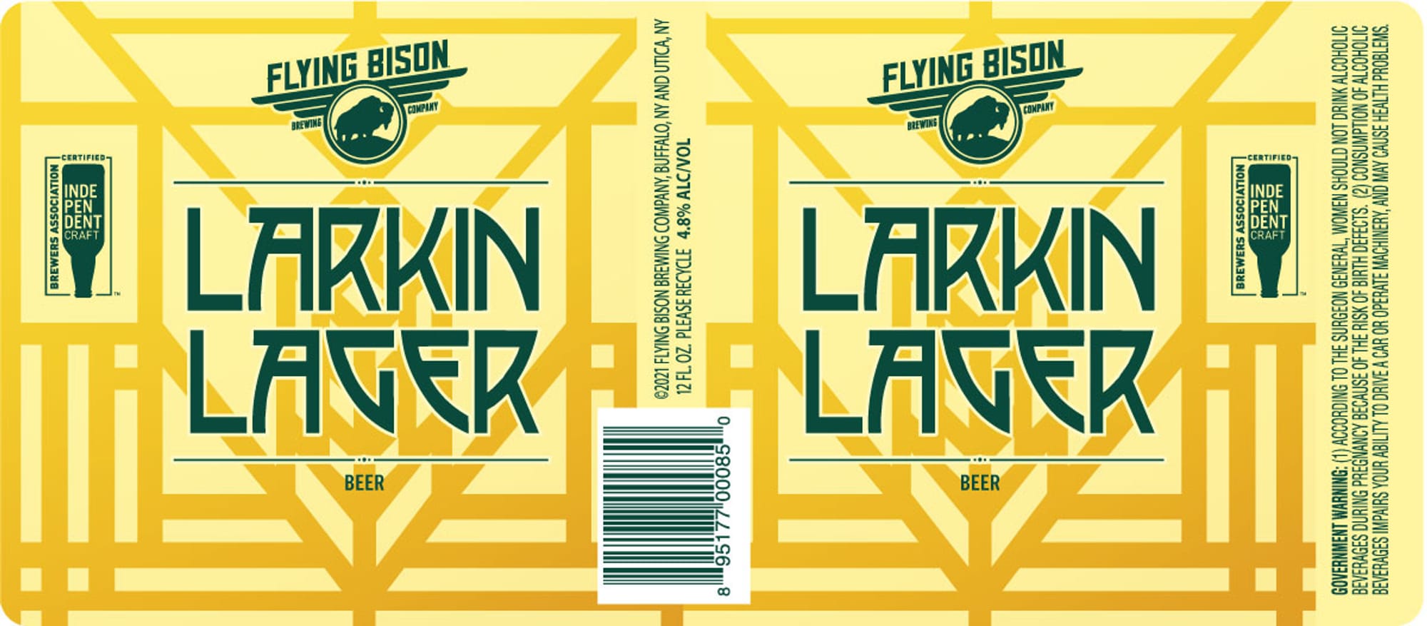 Larkin Lager by Flying Bison Brewing - beer label