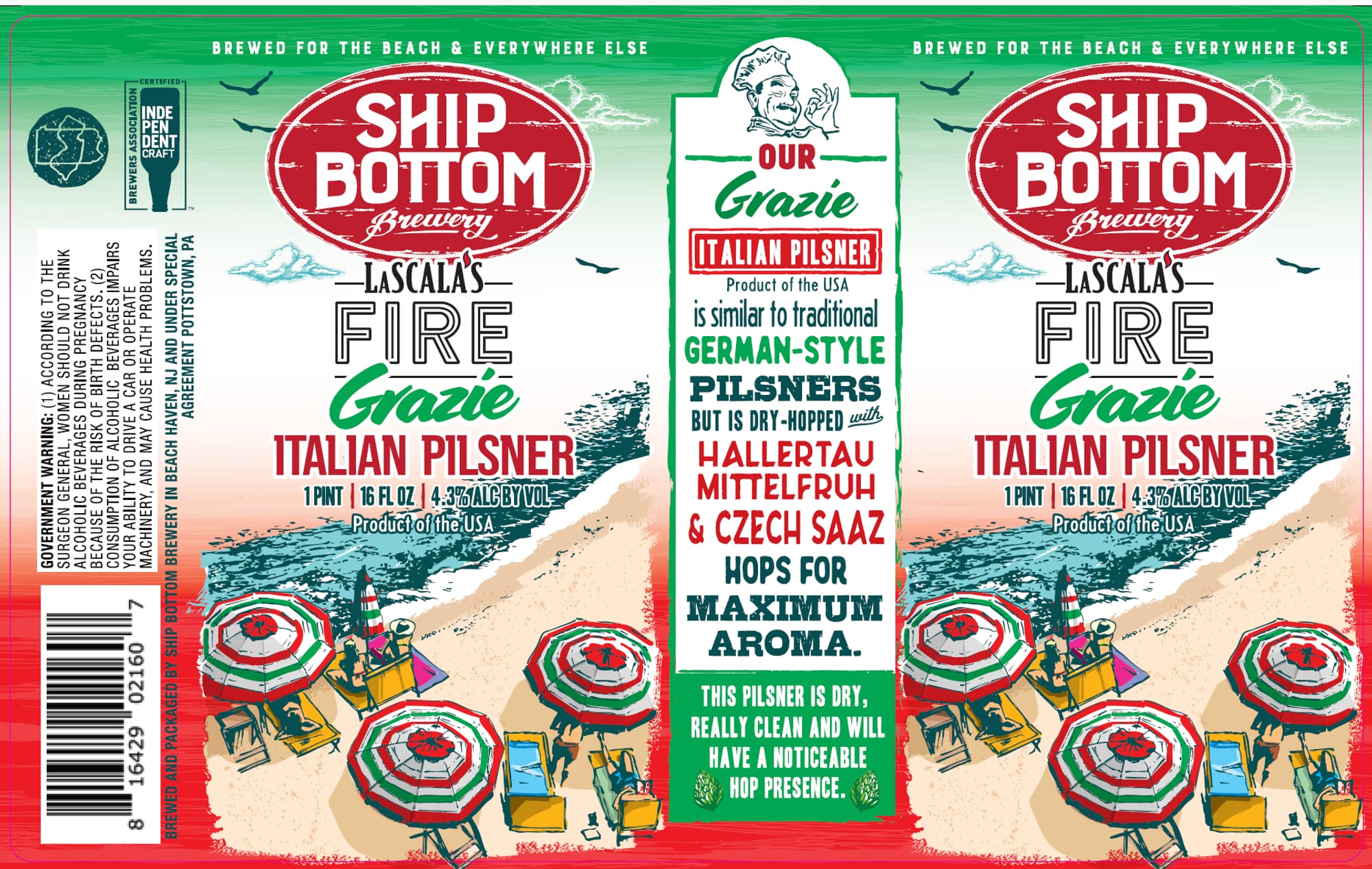 Lascala’s Fire Grazie by Ship Bottom Brewery - beer label
