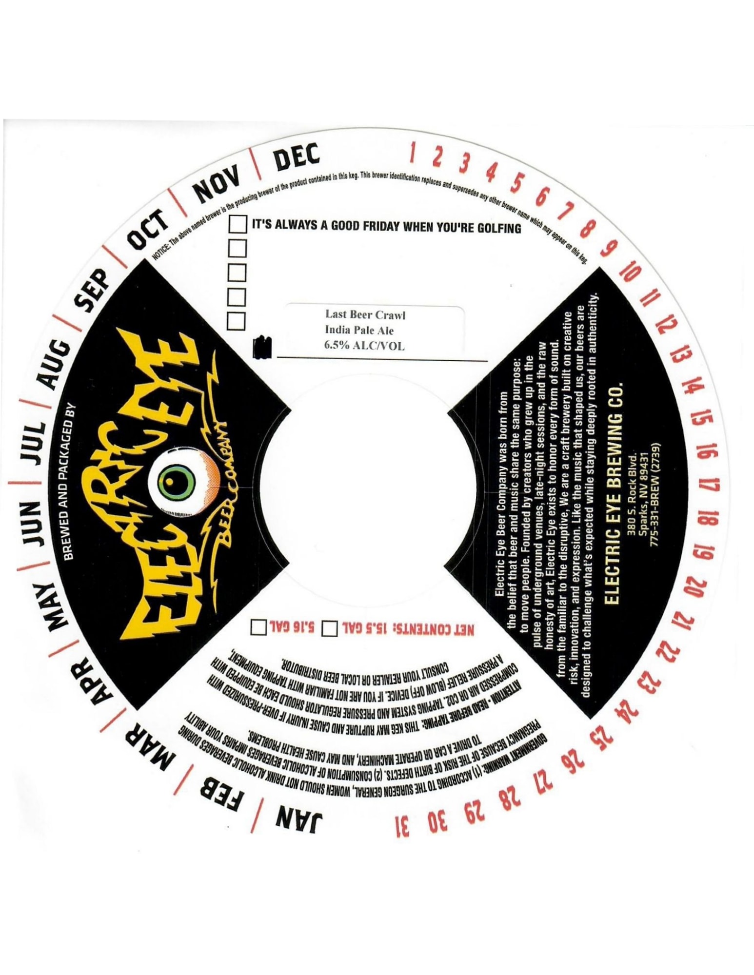 Last Beer Crawl by Electric Eye Brewing - beer label