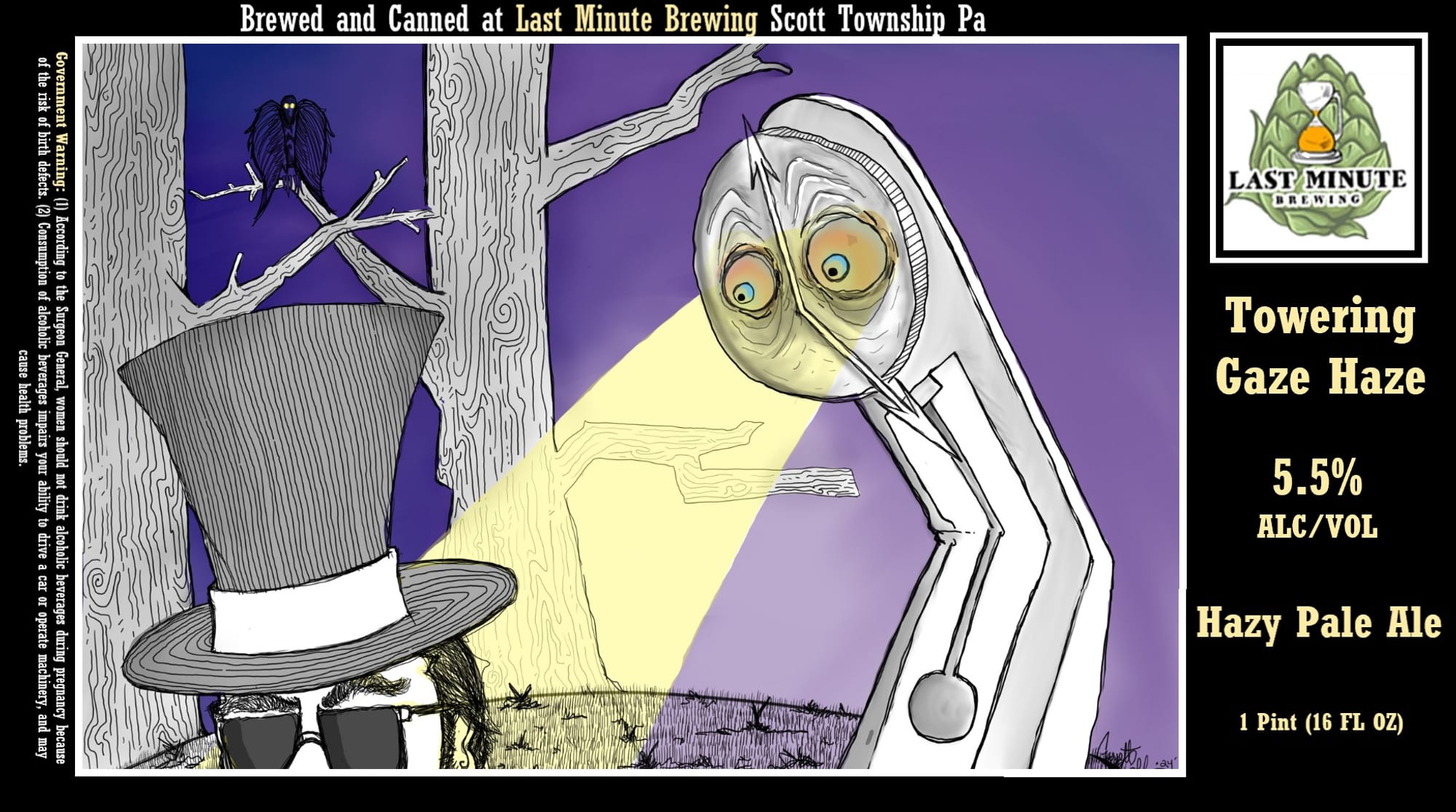 Towering Gaze Haze by Last Minute Brewing - beer label