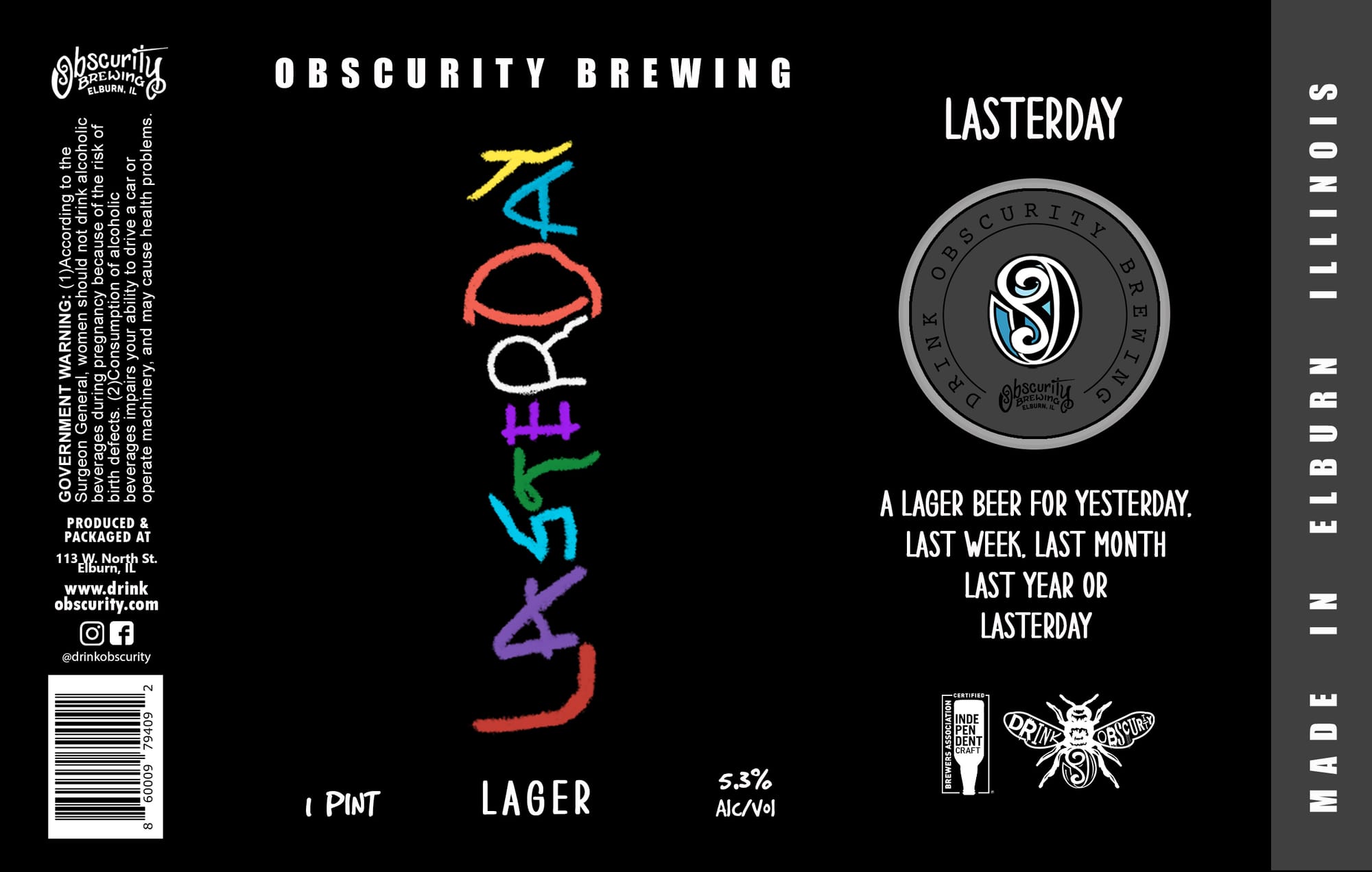 Lasterday by Obscurity Brewing - beer label