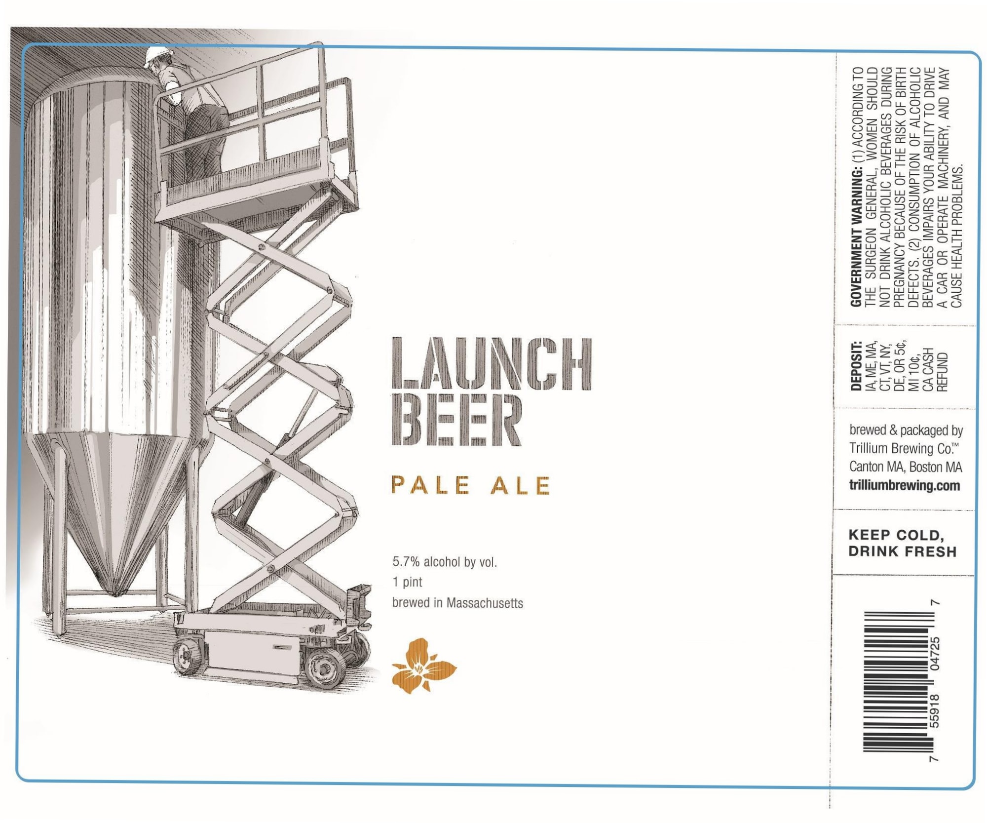 Launch Beer by Trillium Brewing Co. - beer label