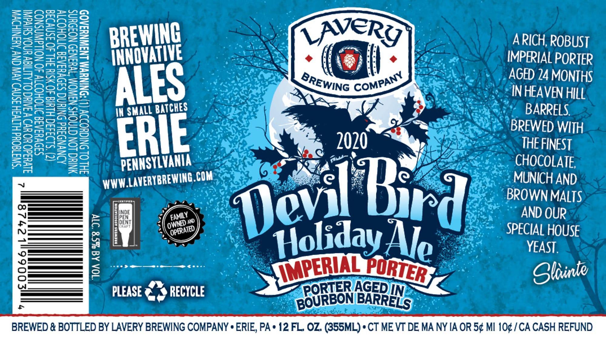 Devil Bird Holiday Ale by Lavery Brewing Company - beer label