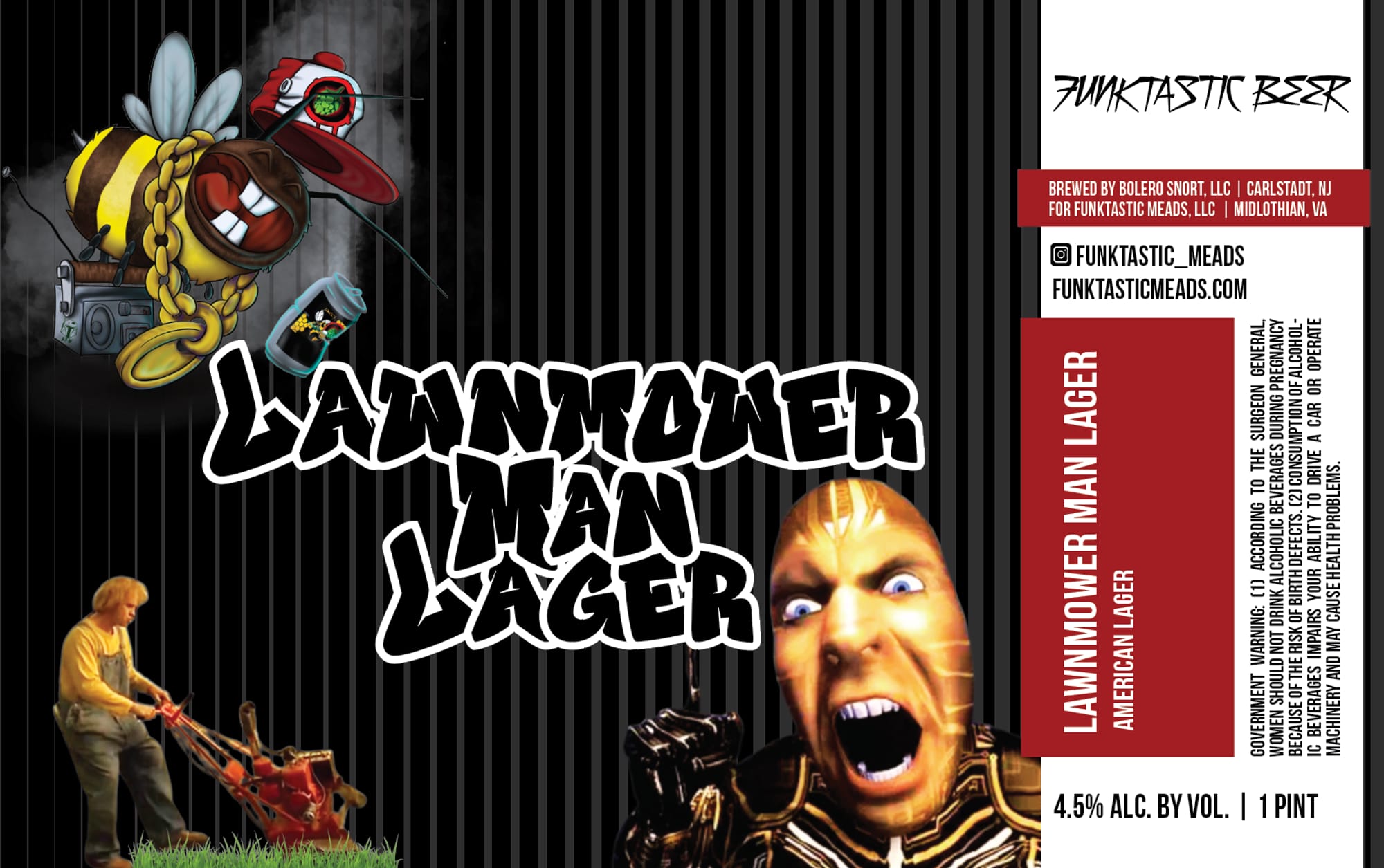Lawnmower Man Lager by Funkytastic Beer - beer label