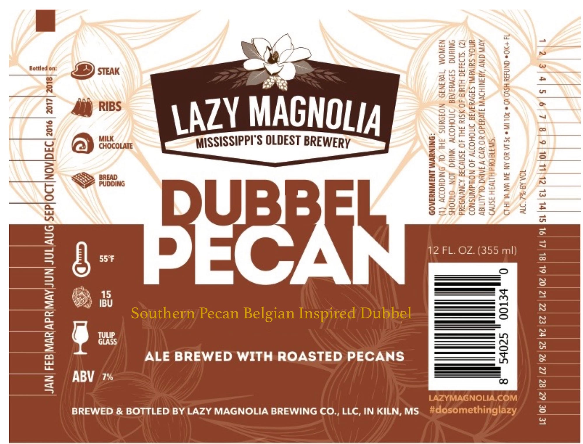 Dubbel Pecan by Lazy Magnolia Brewing Co. - beer label