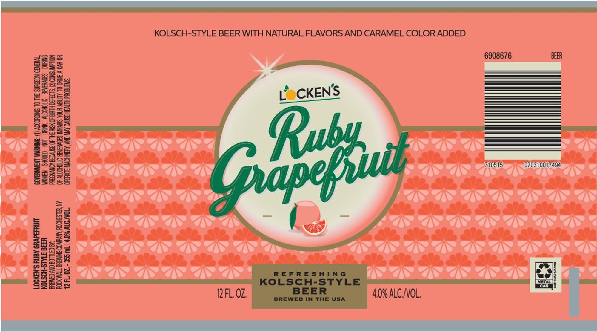 Löcken’s Ruby Grapefruit by The Rochester Brewing Company - beer label