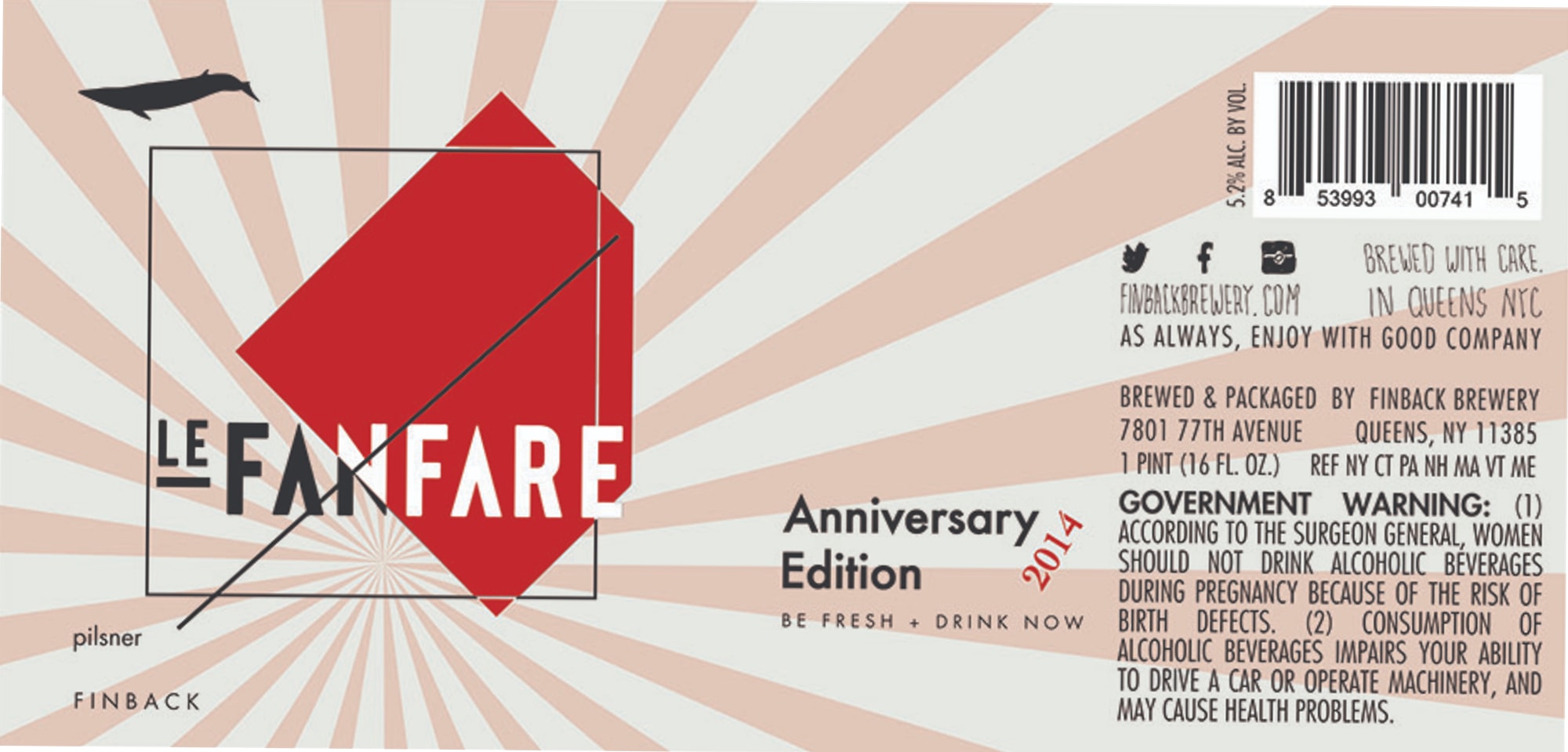 Le Fanfare by Finback Brewery - beer label