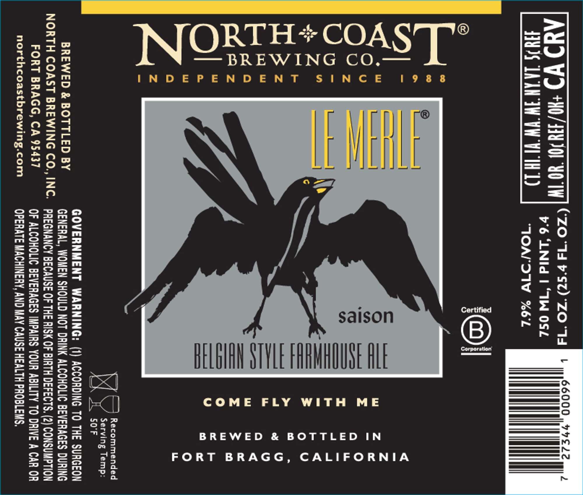 LE MERLE by NORTH COAST BREWING CO. INC. - beer label