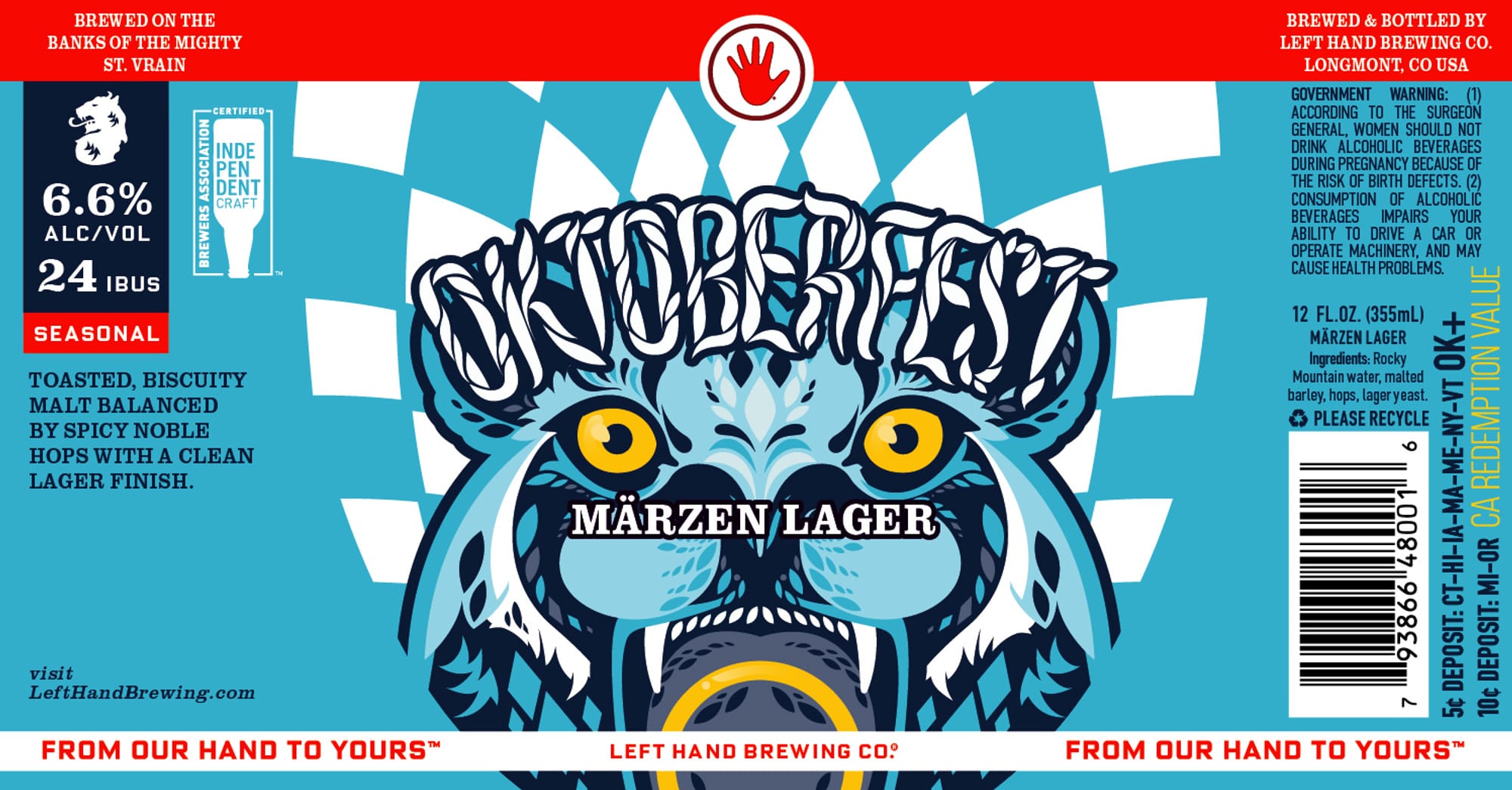 Seasonal Märzen Lager by Left Hand Brewing Co. - beer label