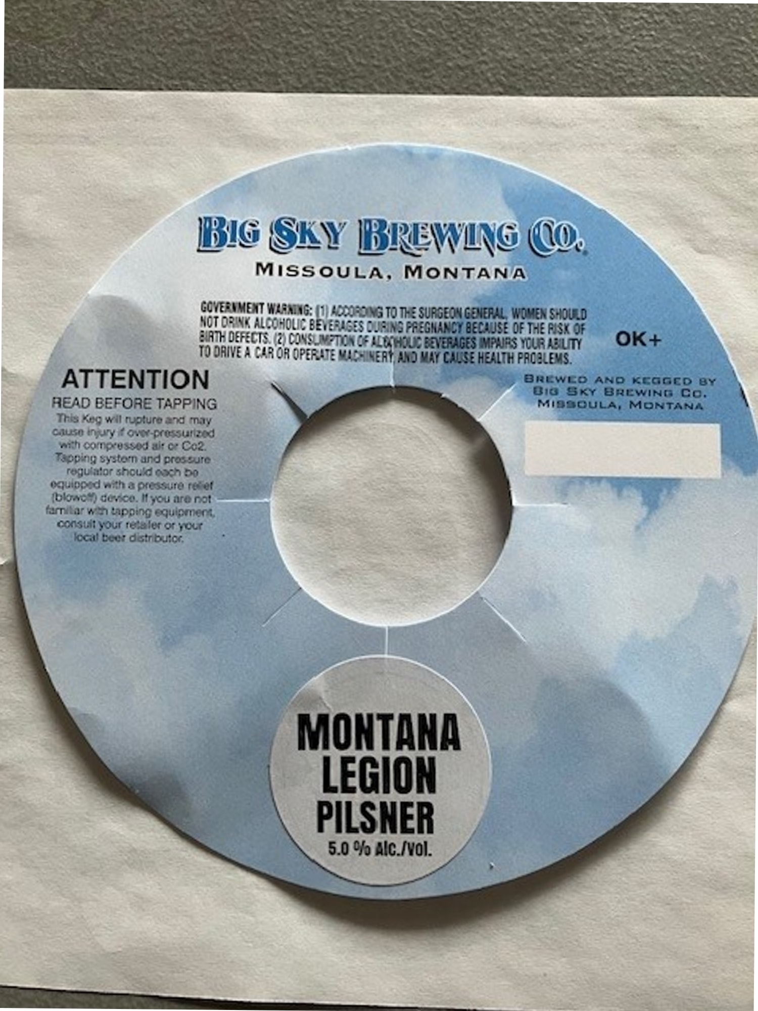 Legion Pilsner by Big Sky Brewing Co. - beer label