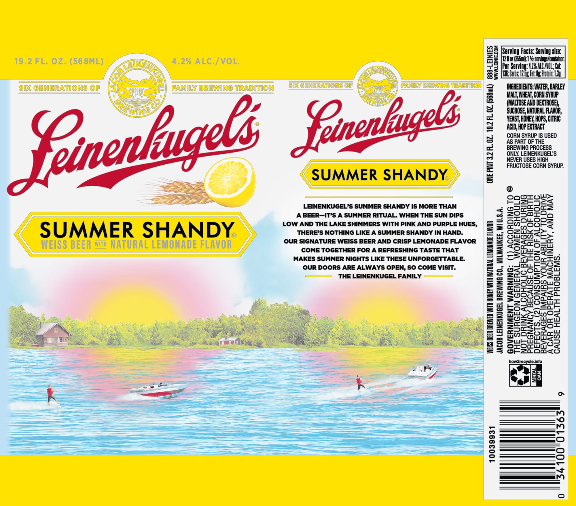 Summer Shandy by Jacob Leinenkugel Brewing Co. - beer label