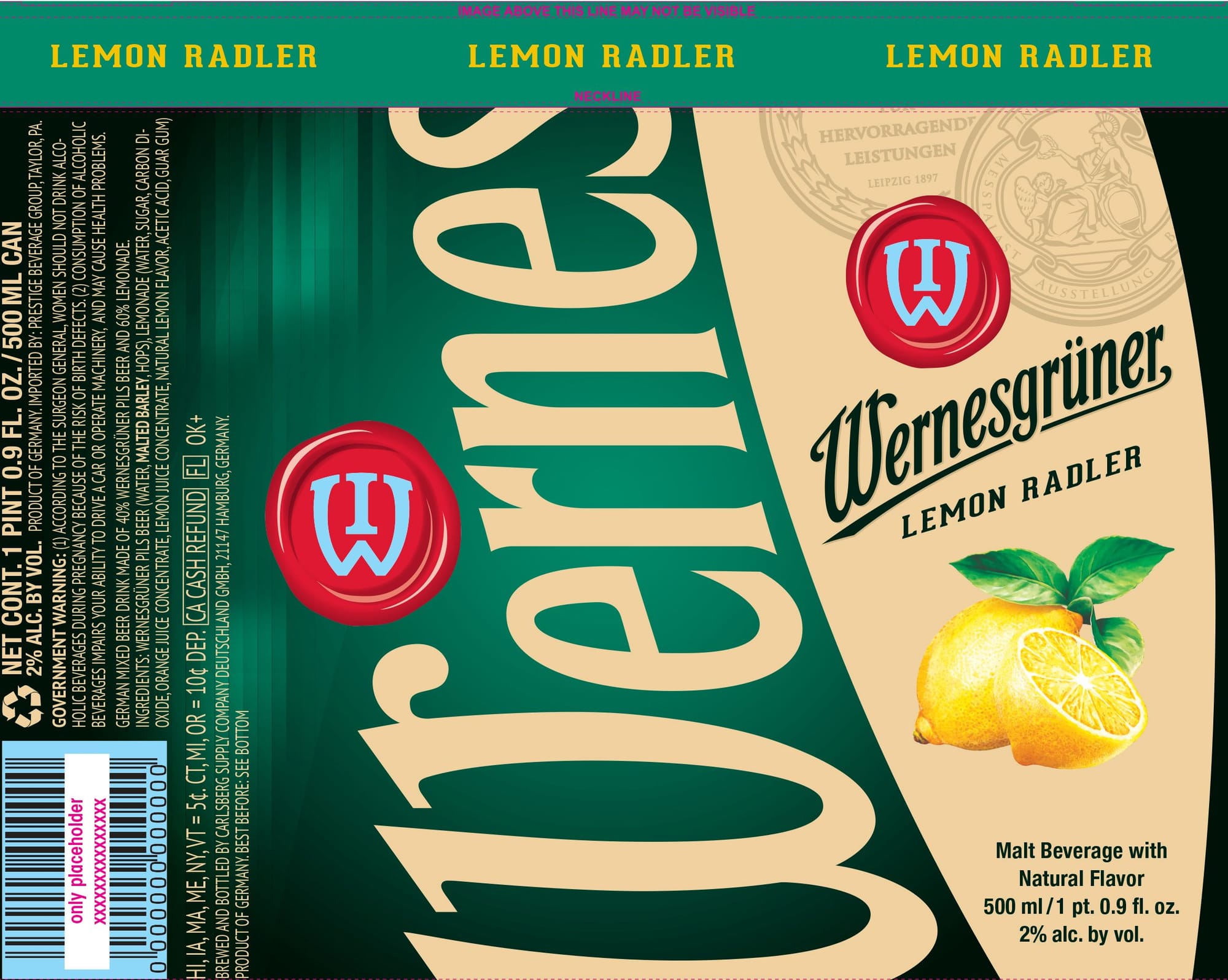 Lemon Radler by Werensgrüner - beer label