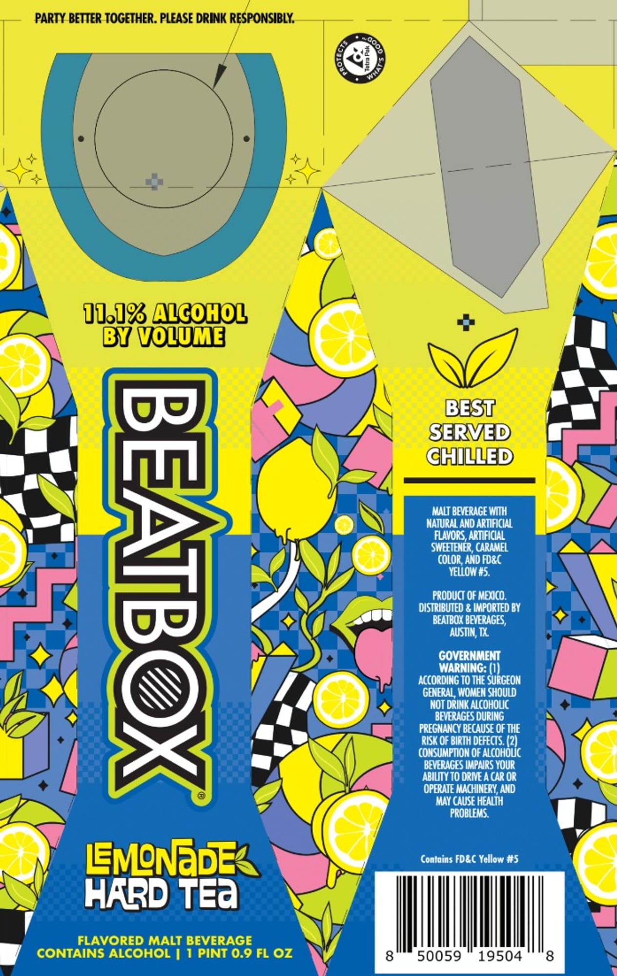 Lemonade Hard Tea by Beatbox Beverages - beer label